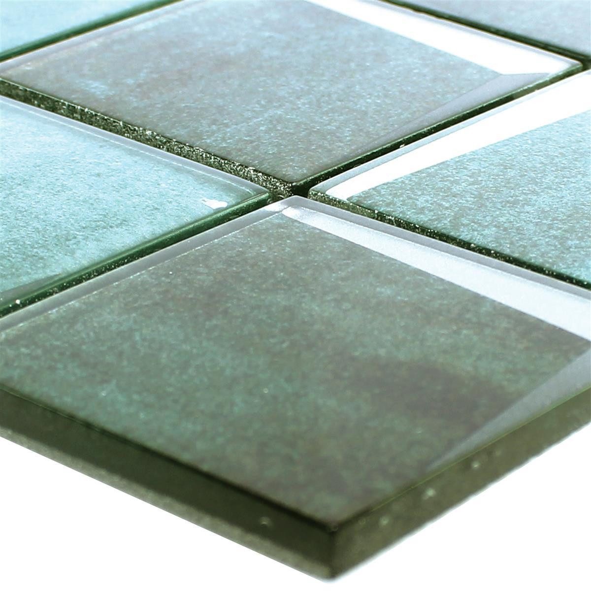 Mosafil Mosaikfliesen Glasmosaik 3D Optik Leonora, Glas 30.000x30.000, grün, Verlegefertig auf ein Netz geklebt - Wasserfest