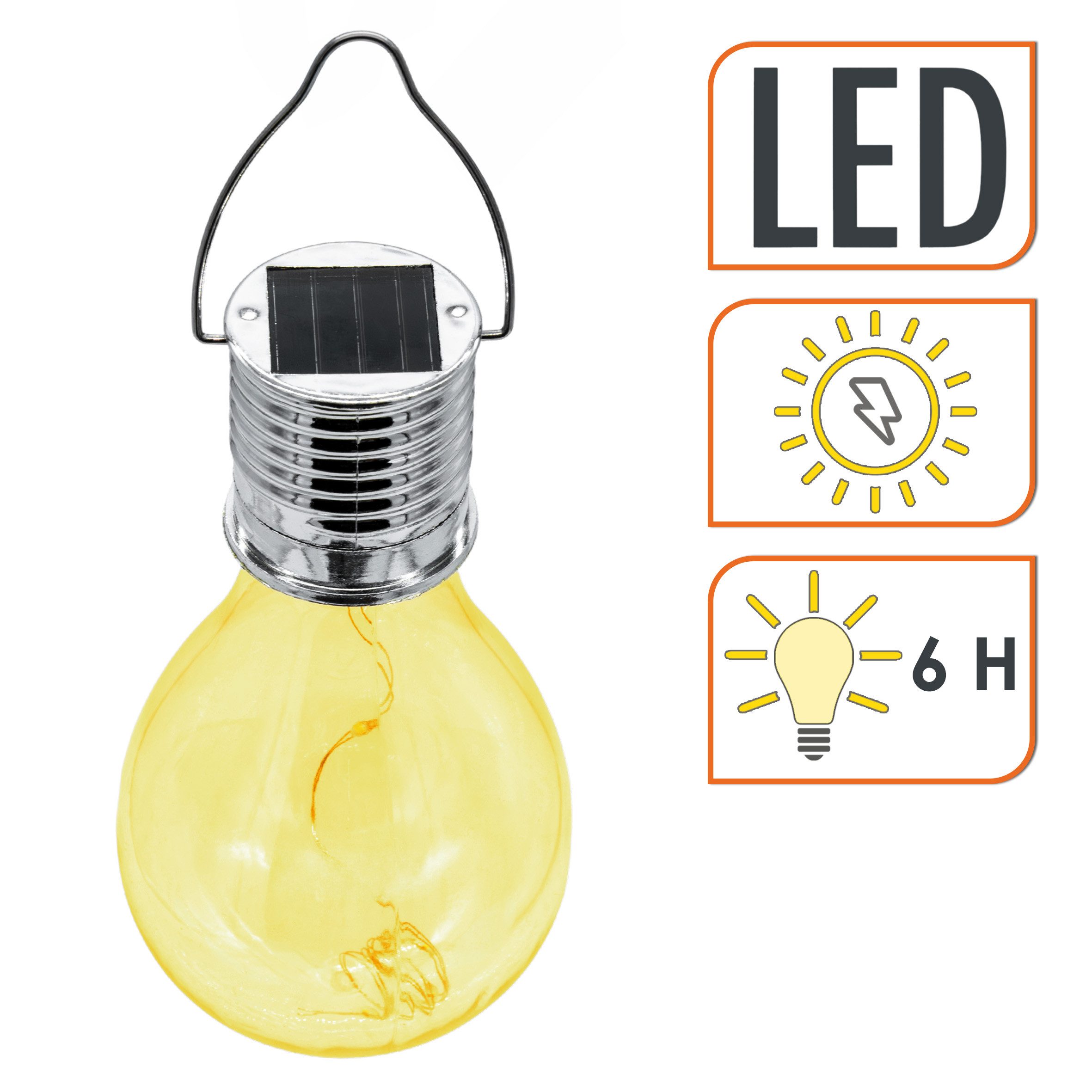Spetebo LED Solarleuchte Kunststoff Solar Glühbirne 4er Set 15 cm - in gelb, grün, pink, blau, Solarbetrieben, LED wechselbar, warm weiß, Praktische Einschlatau – Bild 3 von 5