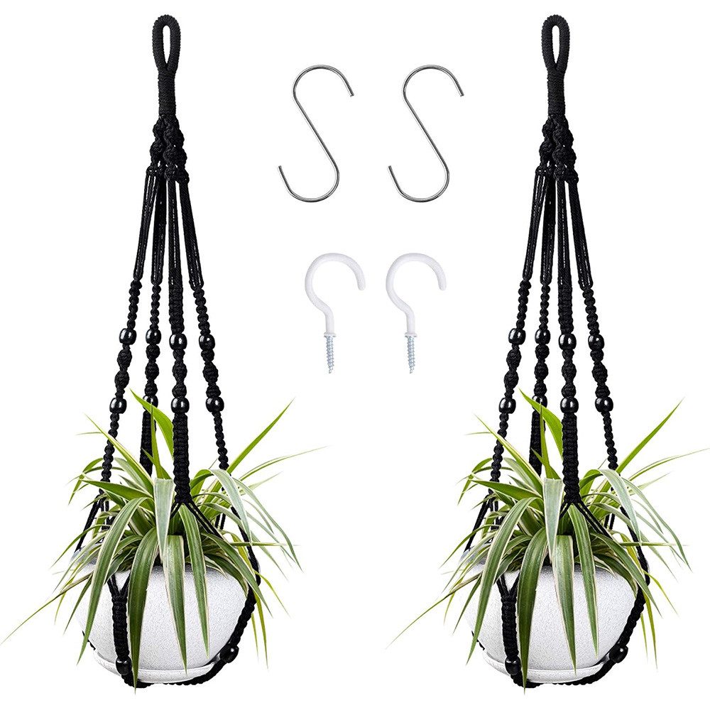 TUWENA Blumenampel 2-teiliges Pflanzenregal mit 4 Haken, gewebter Blumenampel