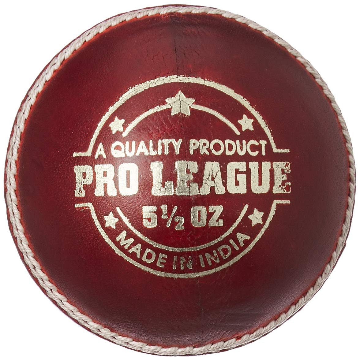 DSC Tennisball DSC Pro League Cricket-Lederball, Bessere Formbeständigkeit (Enthaltene Komponenten: 1 Cricketball, Spielfläche: Innen/Außen, Strapazierfähig und langlebig), Naturkern, vierteilig, langlebig, fein & exzellente Qualität.