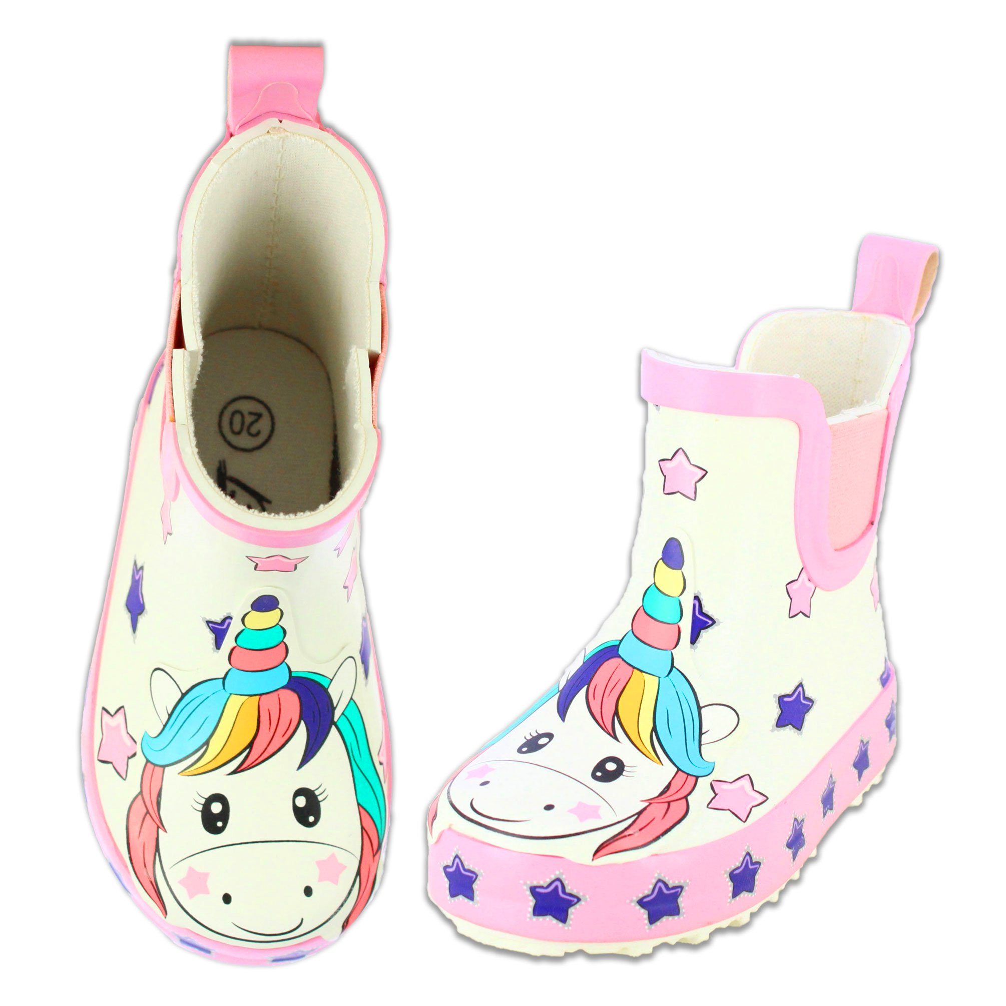 weichem für Gummistiefel Kleinkinder aus und Unicorn Gummistiefel seitlichen Little An- Naturkautschuk) Ausziehen (wasserdichte Gummi-Einsätzes leichtes Kurzstiefel Beck mit