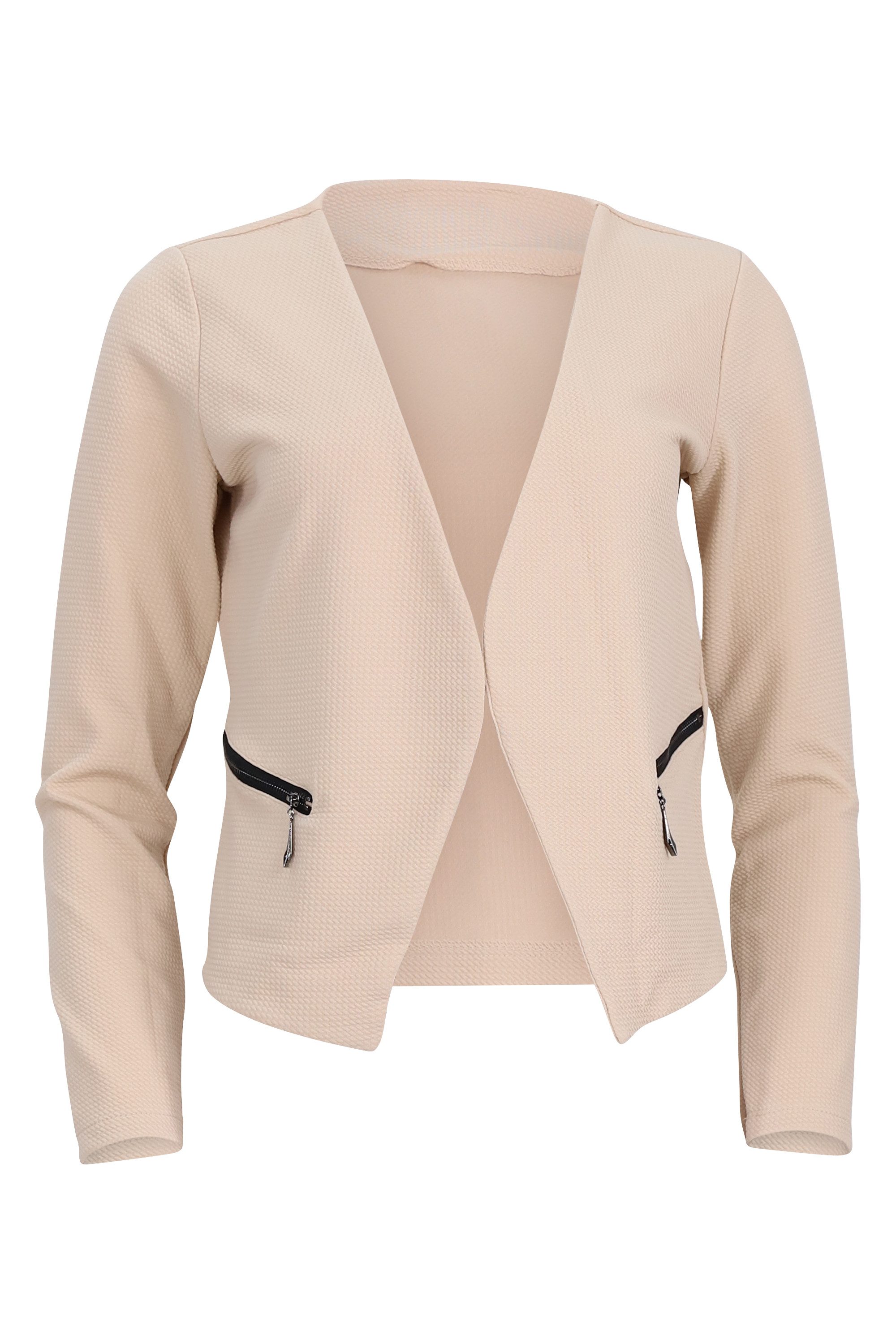 malito more than fashion Jackenblazer malito Damen Blazer ohne Kragen, Sakko im Basic Look, Kurzjacke mit Sweatblazer im Basic-Look