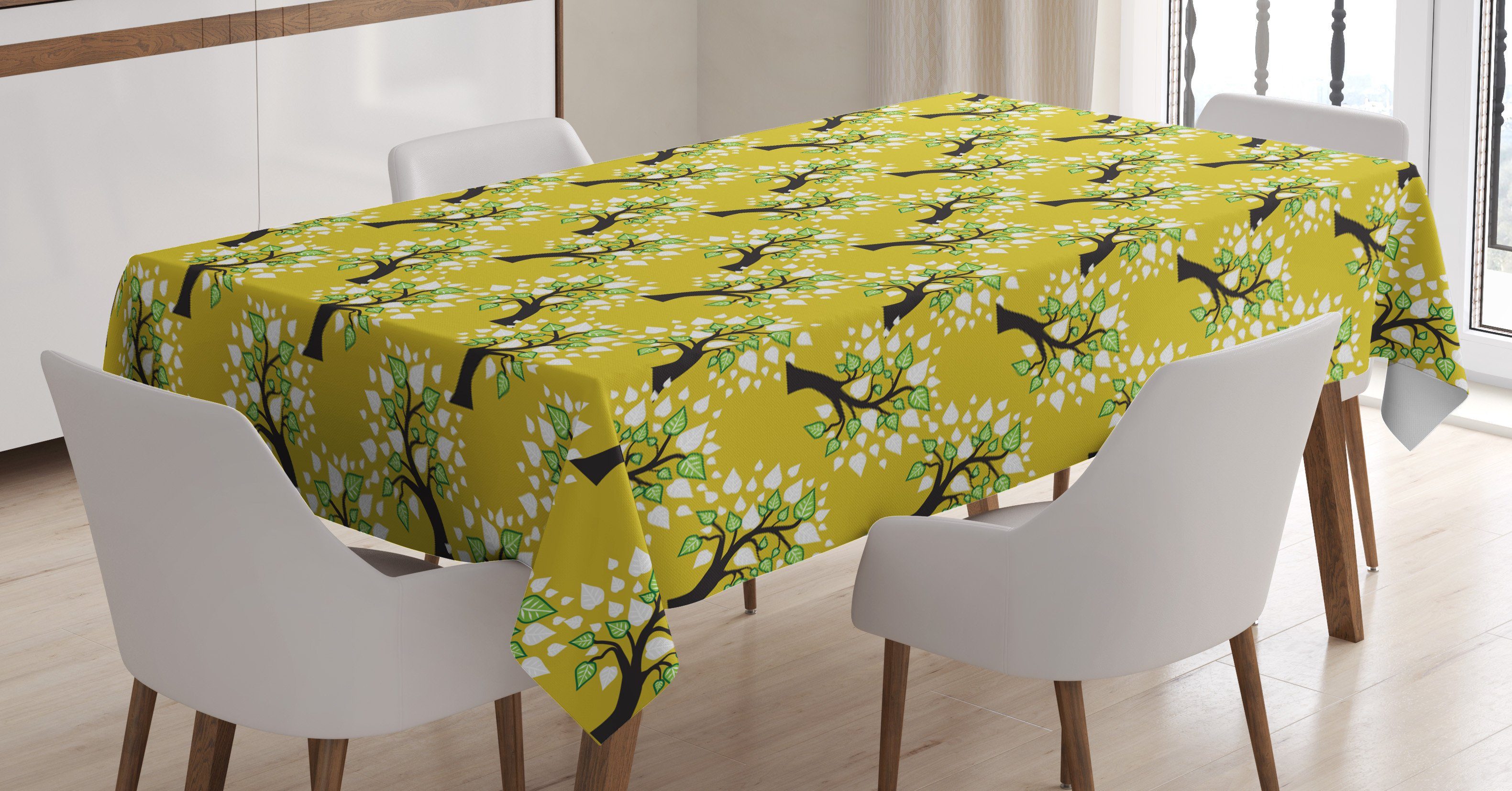 Abakuhaus Tischdecke Farbfest Waschbar Für den Außen Bereich geeignet Klare Farben, Botanisch Abstrakte Bäume und Blätter