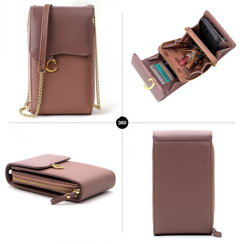 FITSU Umhängetasche Handytasche zum Umhängen, Damen Schultertasche, Umhängetasche, Handytasche mit Geldbörse und abnehmbaren Umhängeriemen