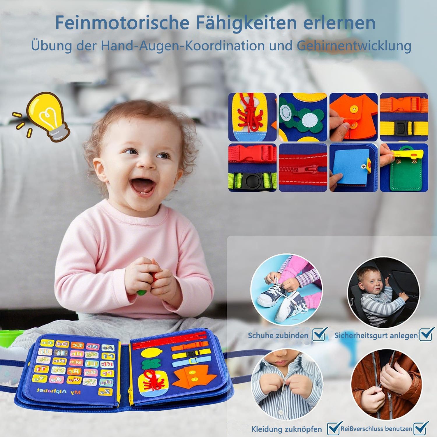 Bextcok Lernspielzeug Busy Board für Kinder, interaktives Activity Board Sp günstig online kaufen