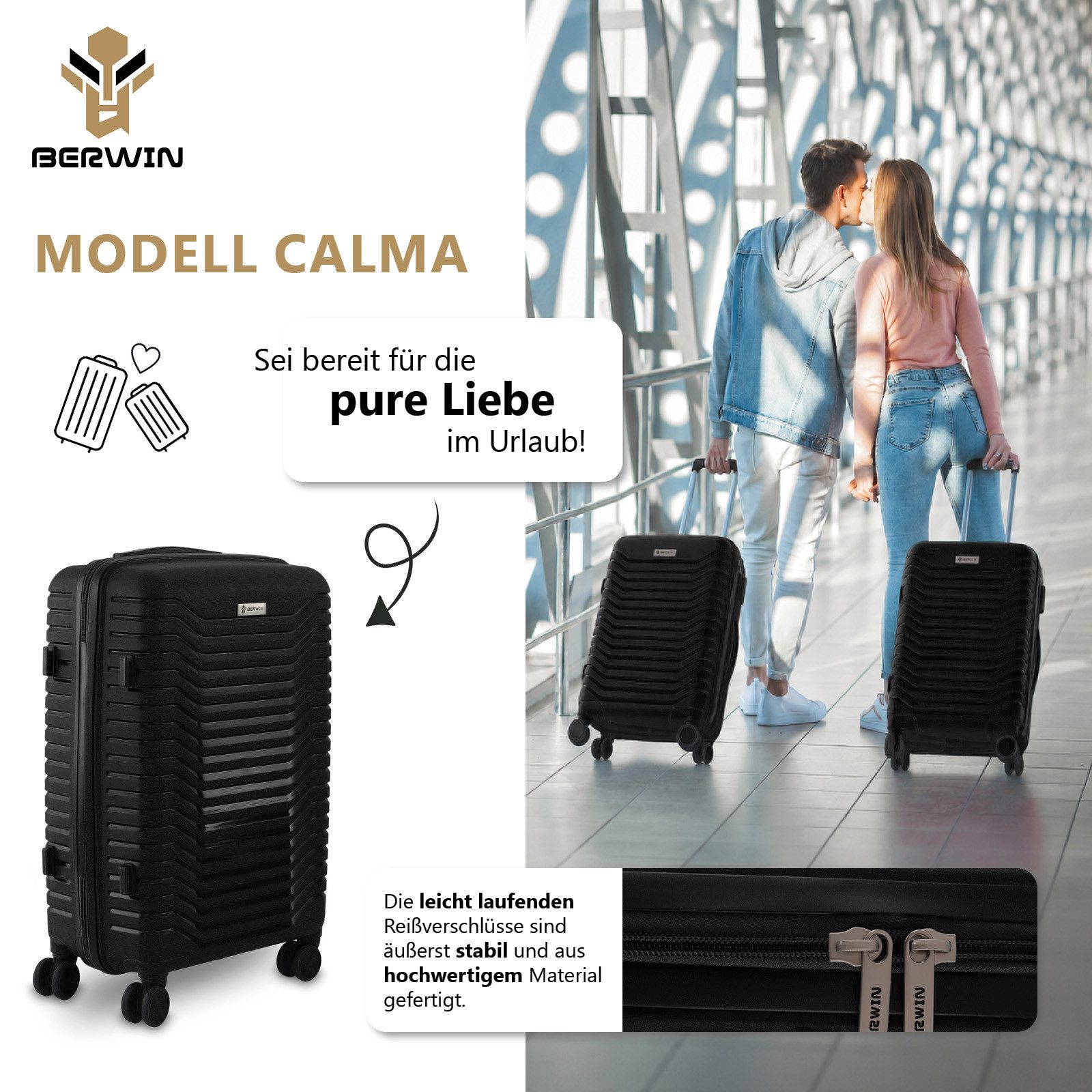 Berwin Trolleyset mit Beautycase Modell Calma Titan Schwarz, 4 Rollen, (Set, 4 tlg., MS-19776) – Bild 2 von 5