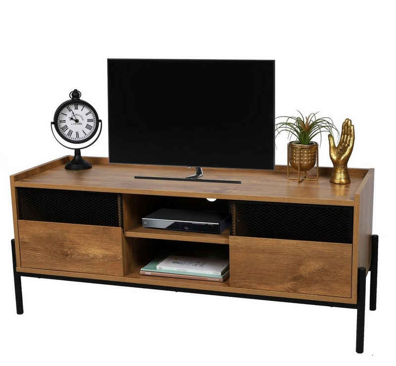 Urban Living TV-Schrank Fernsehschrank Kommode TV lowboard Wohnzimmerschrank (Belastbarkeit 10 bis max. 70 kg, B115 x T39 x H47 cm) mit 2 Schubladen mit 2 Regalablageflächen