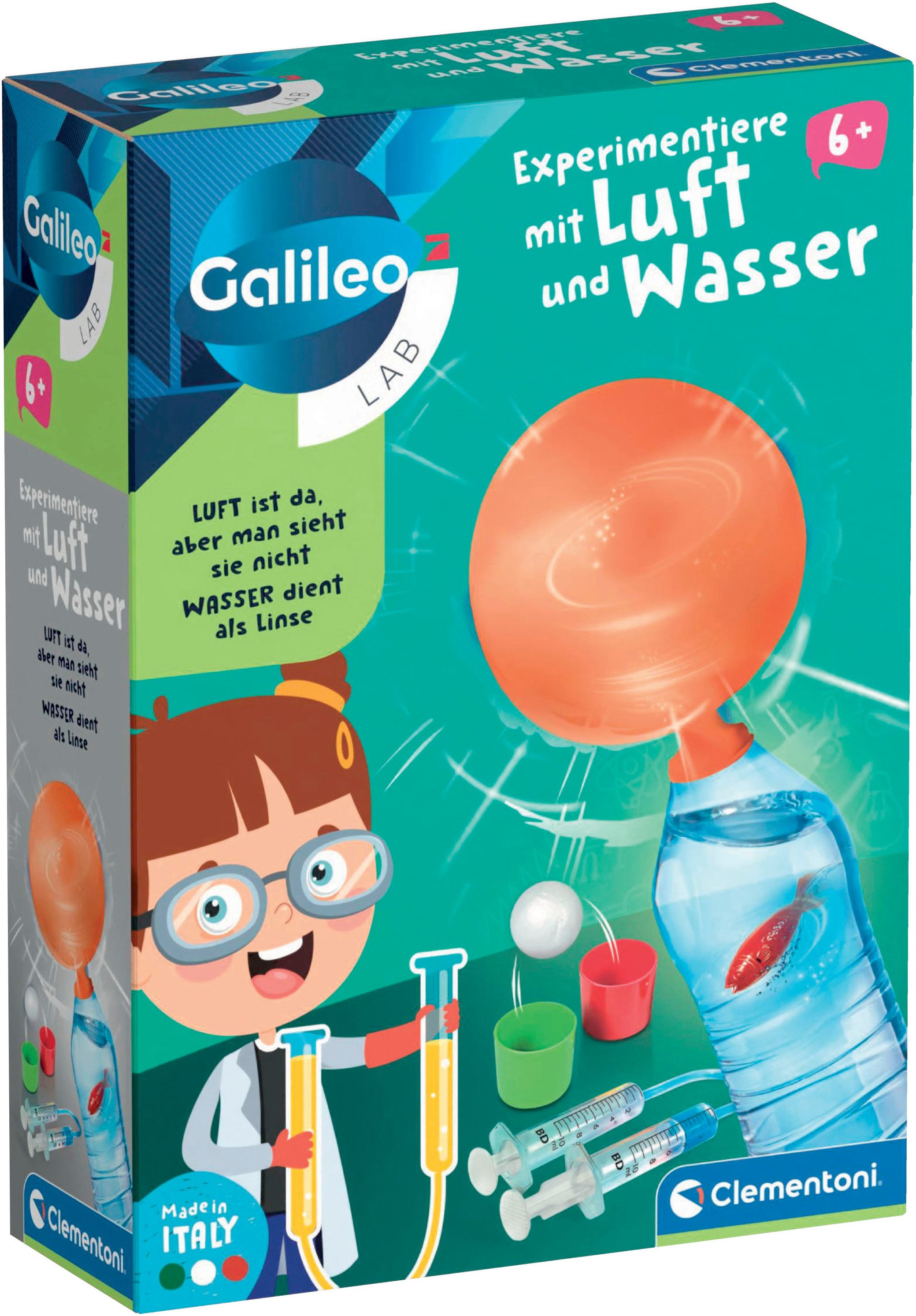 Clementoni® Experimentierkasten Galileo Lab, Experimentiere mit Luft und Wasser, Made in Europe