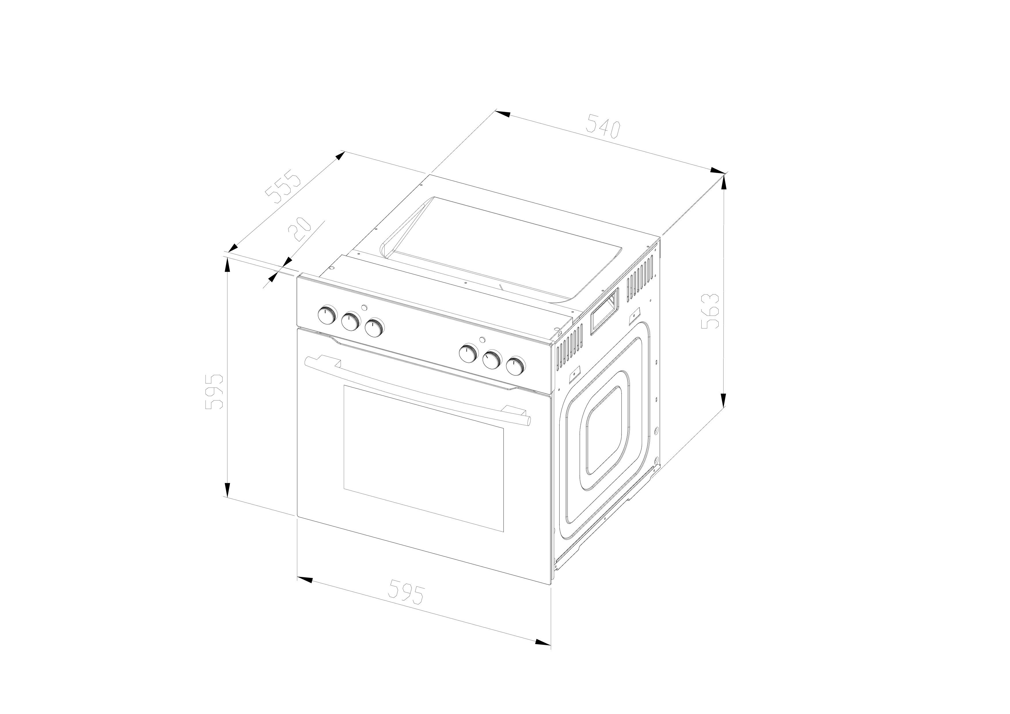 Wolkenstein Einbaubackofen Wolkenstein WMO 90 Einbau-Backofen mit Glasblende, 66 L, mit 2-fach-Teleskopauszug
