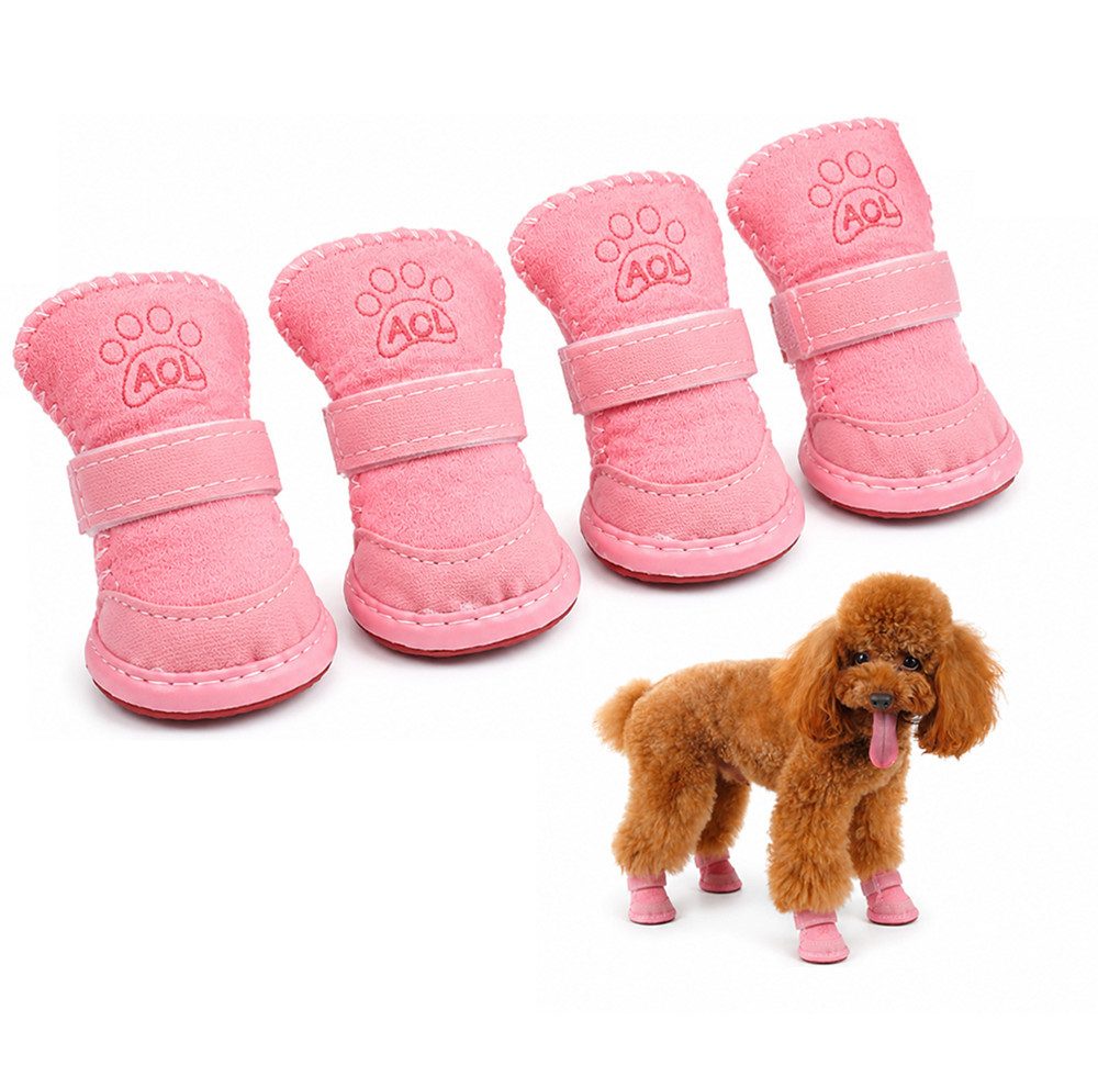 Ledander Pfotenschutz Hundeschuhe winter,warme Plüsch-Hundestiefel,für kleine Hunde, Rutschfeste,hundeschuhe outdoor,für kleine, mittlere und große Hunde