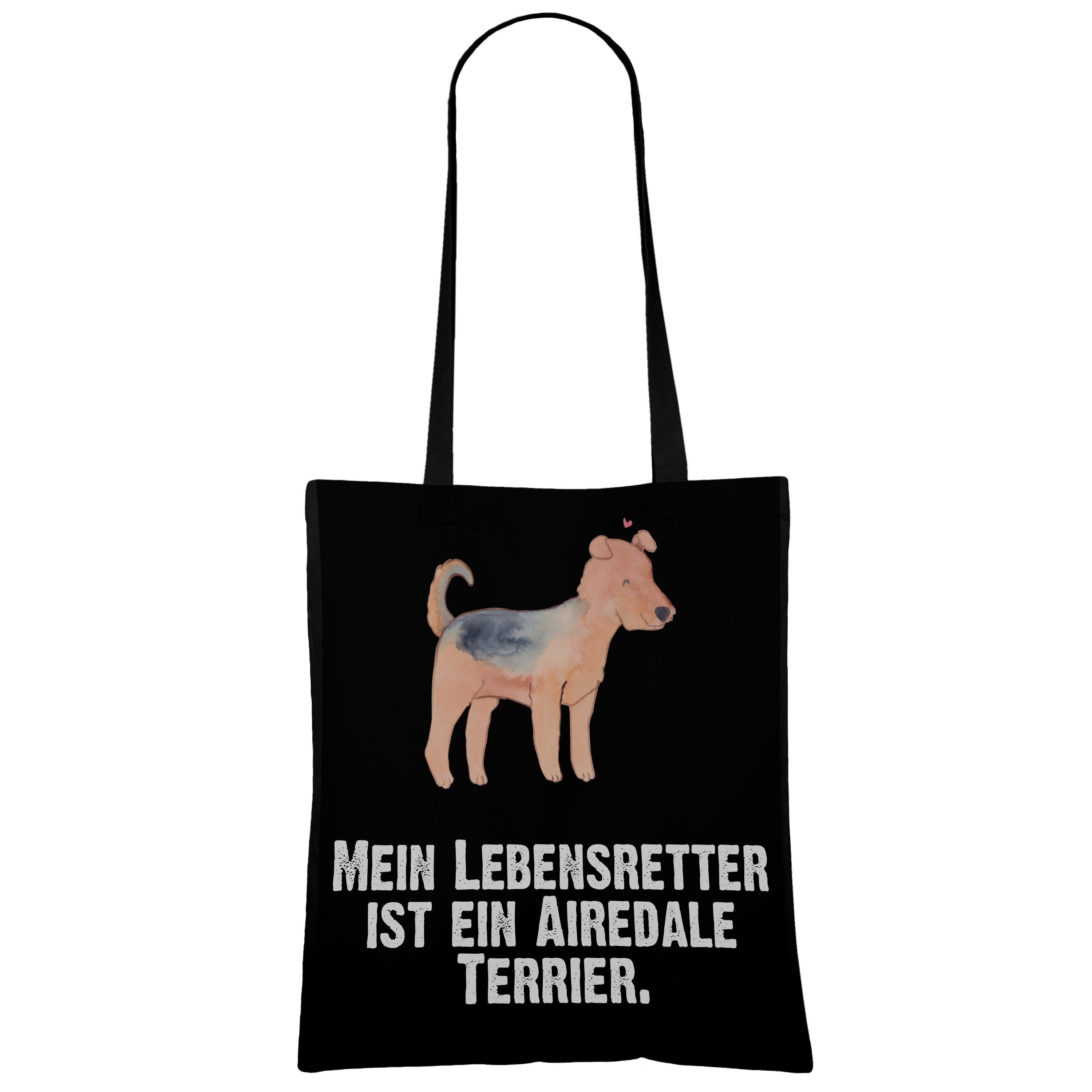 Tragetasche Panda Mrs. - - Terrier Rasse Lebensretter Airedale Mr. Schwarz Tierfreund, (1-tlg) & Geschenk,