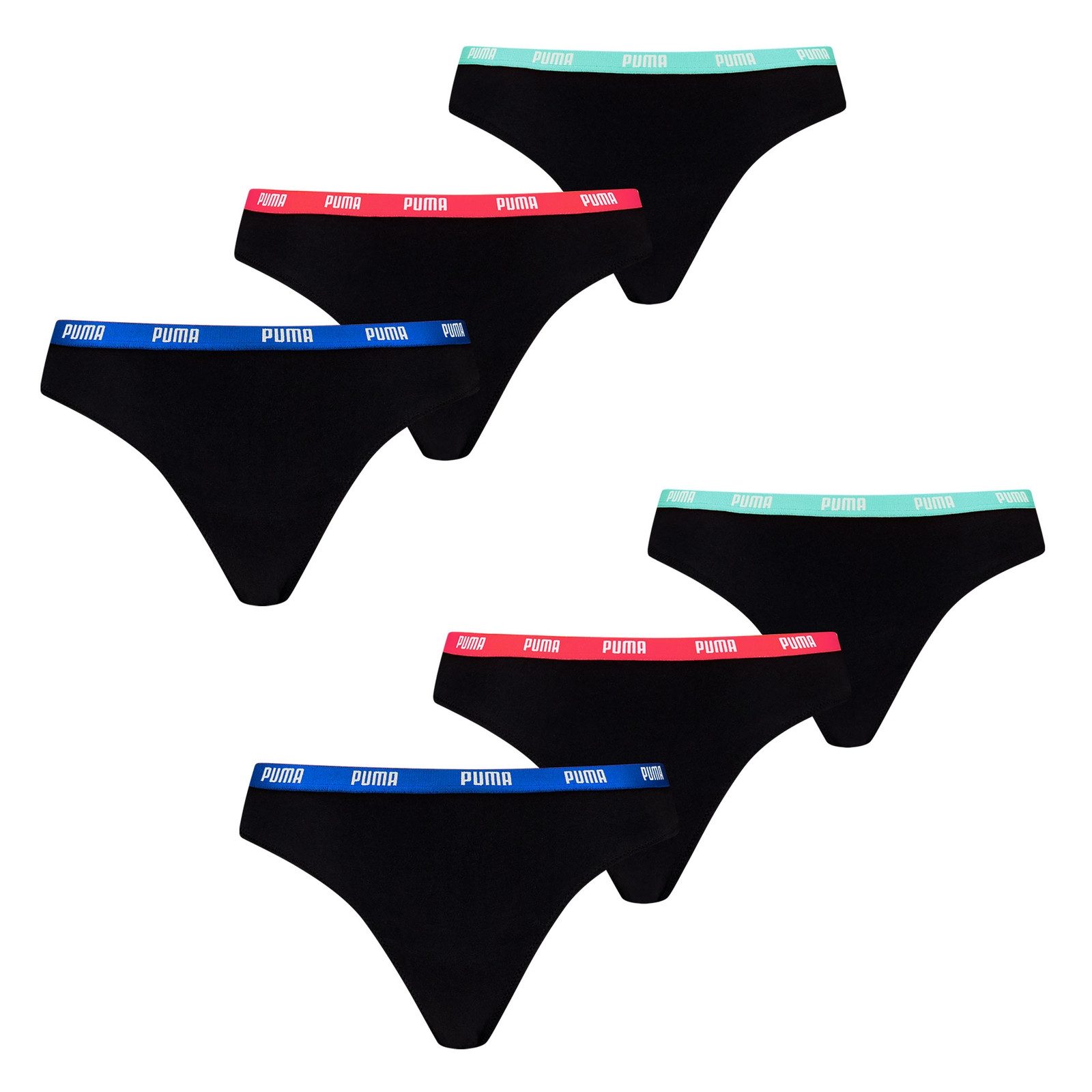 PUMA String 6er Pack Iconic Стринги (6-St., 6 Stück) mit elastischem Bund