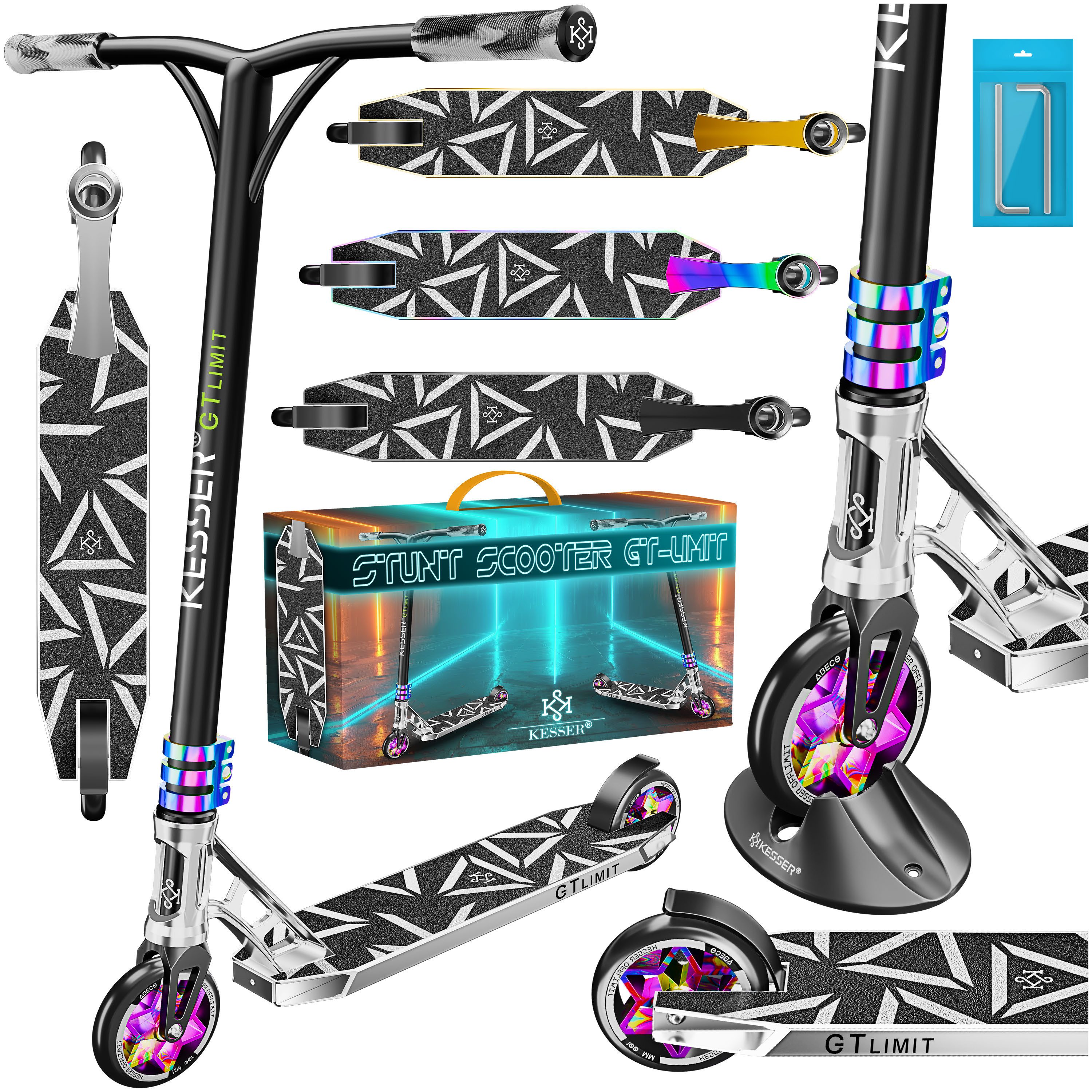 KESSER Scooter, Stuntscooter GT-Limit 360° Lenkung Funscooter Kickscooter Tretroller