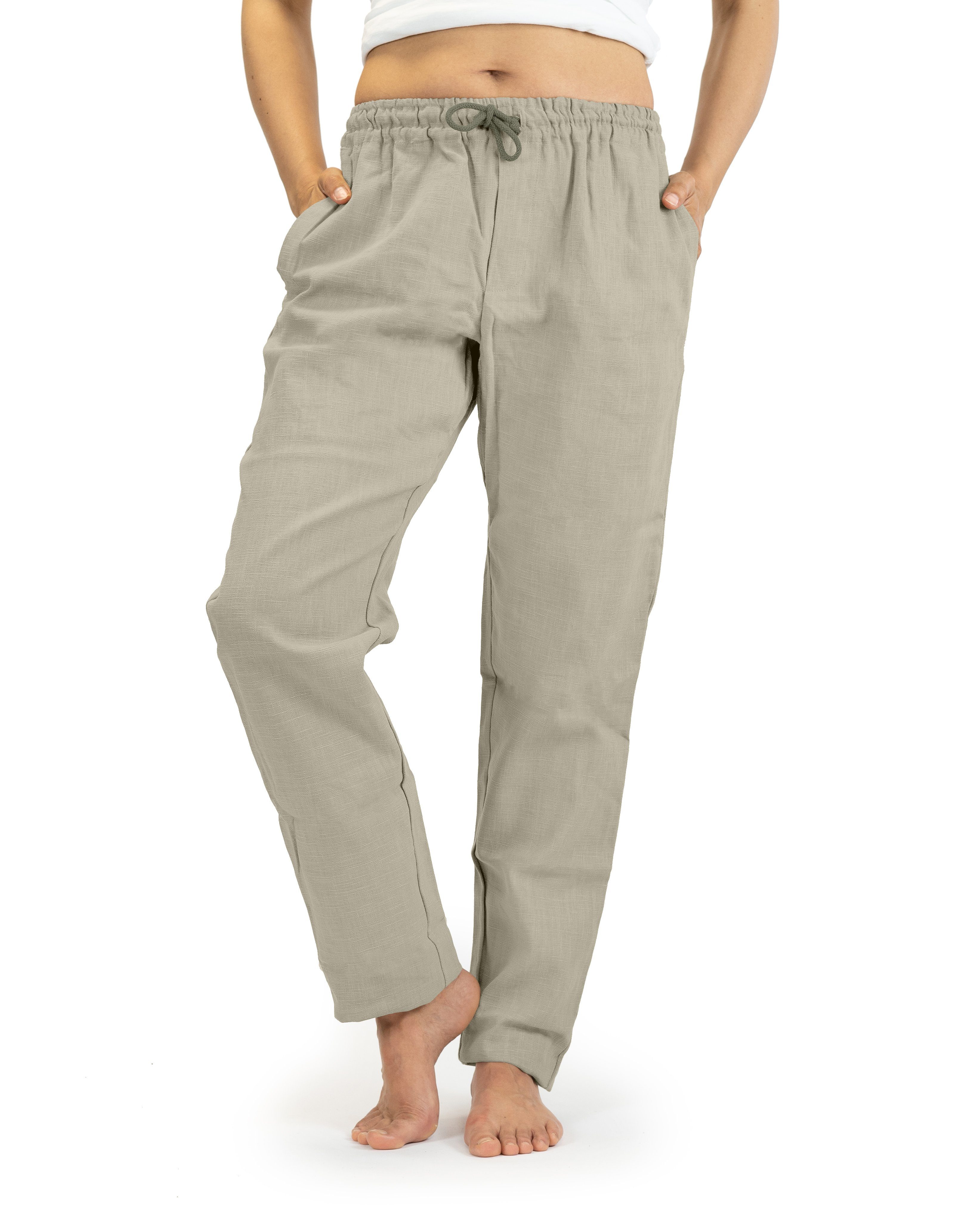 SCHAZAD Leinenhose Chino oliv