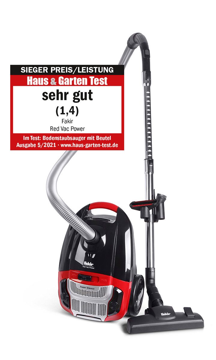 FAKIR Пылесосы Fakir Red Vac Power, 700 W, Beutel, extra leise 69 dB(A), 3 Liter Staubbeutelvolumen