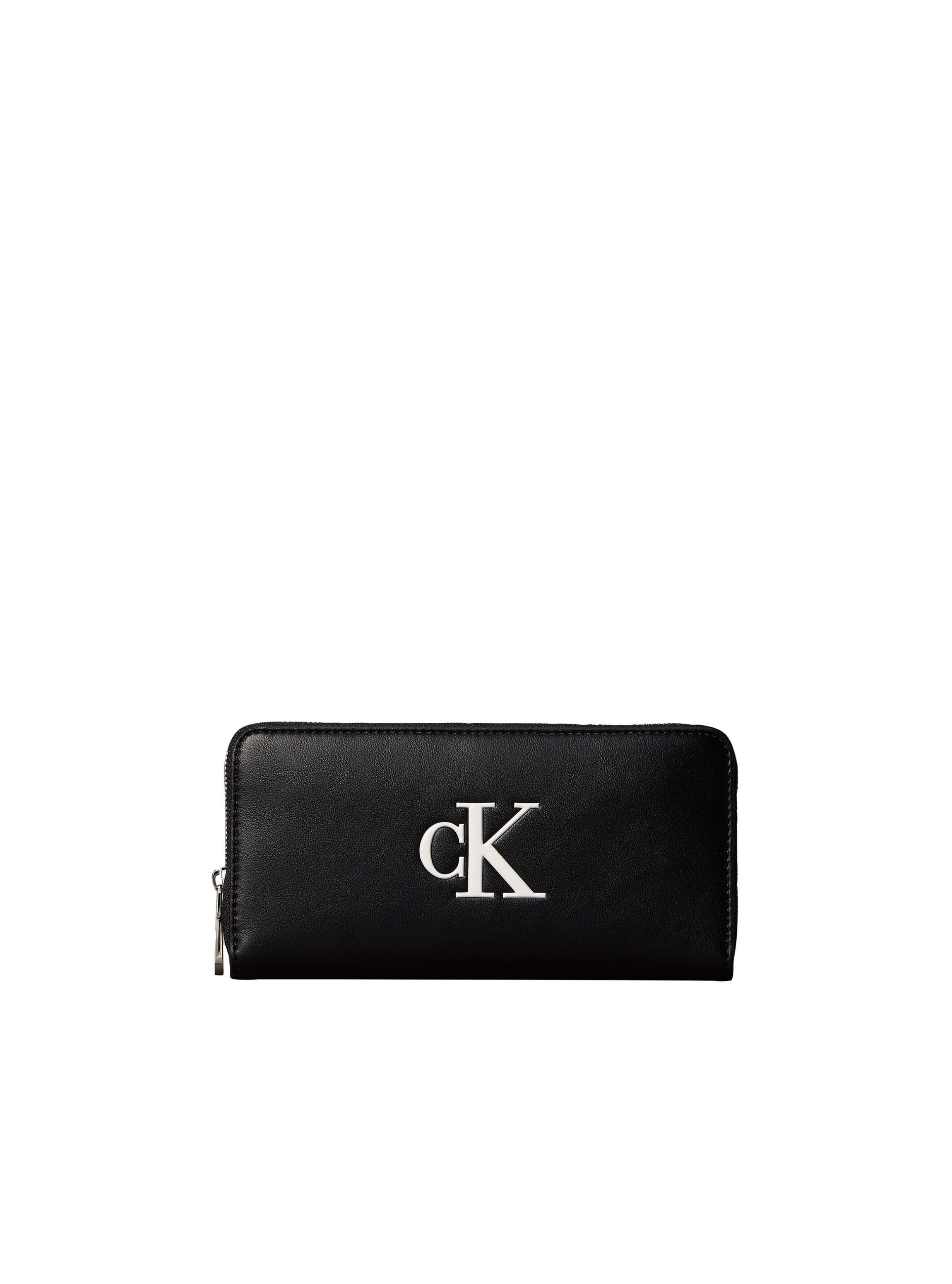 Calvin Klein Geldbörse BOLD CK LONG ZIP AROUND, Portemonnaie, Money Pocket mit weißem CK-Logo