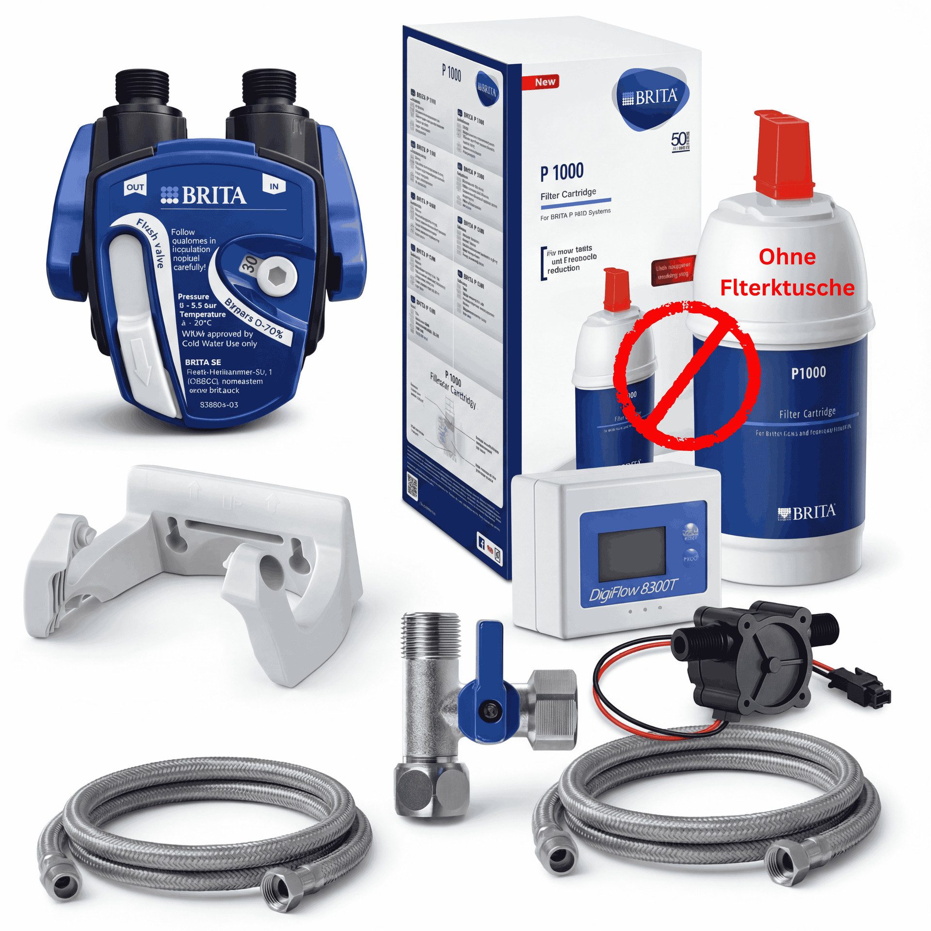 BRITA Wasserhahn-Wasserfilter, Untertisch-Filterkopf mit einstellbarem Verschnitt