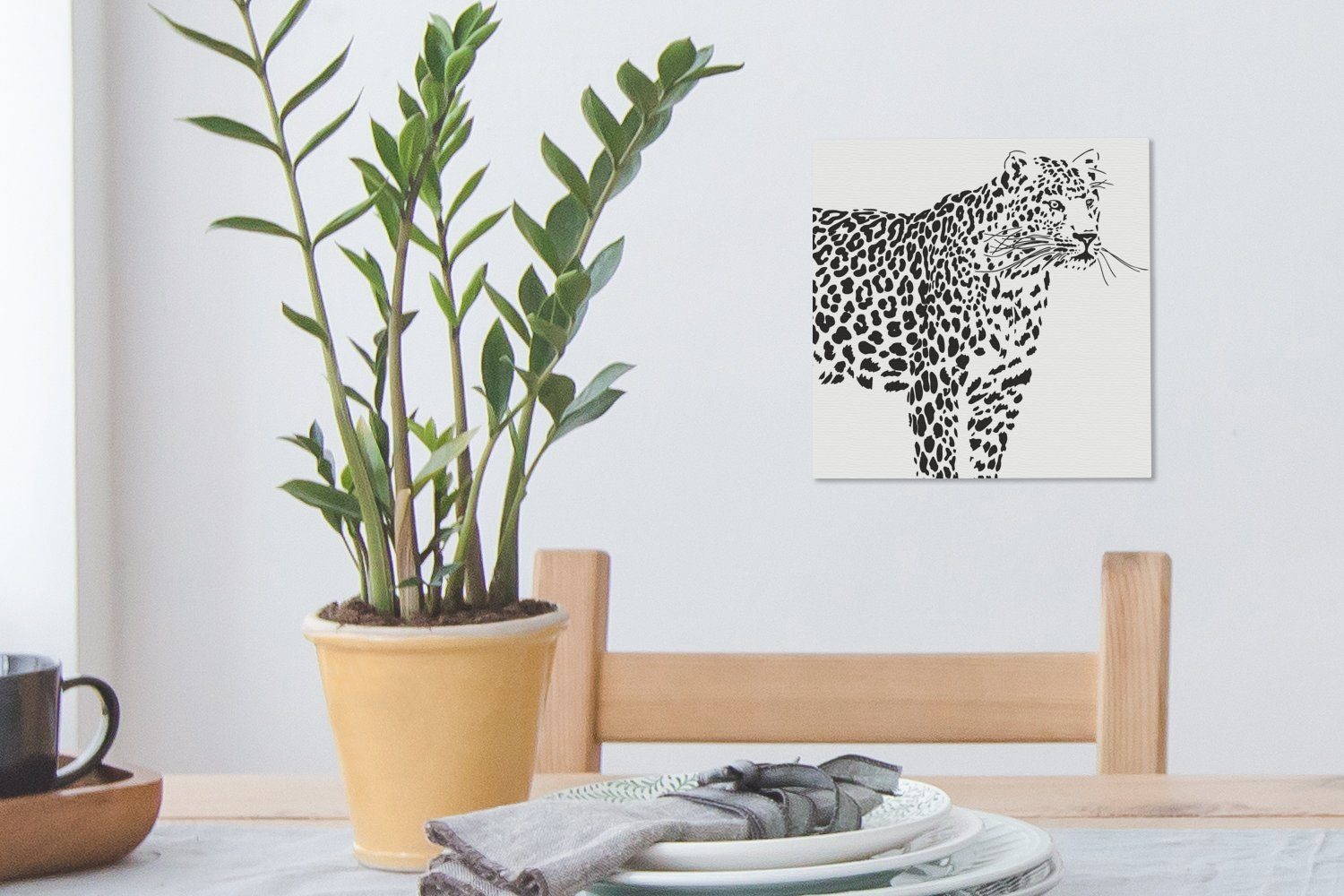 OneMillionCanvasses® Leinwandbild Eine (1 St), Leoparden, Illustration Bilder eines Leinwand Schlafzimmer für Wohnzimmer