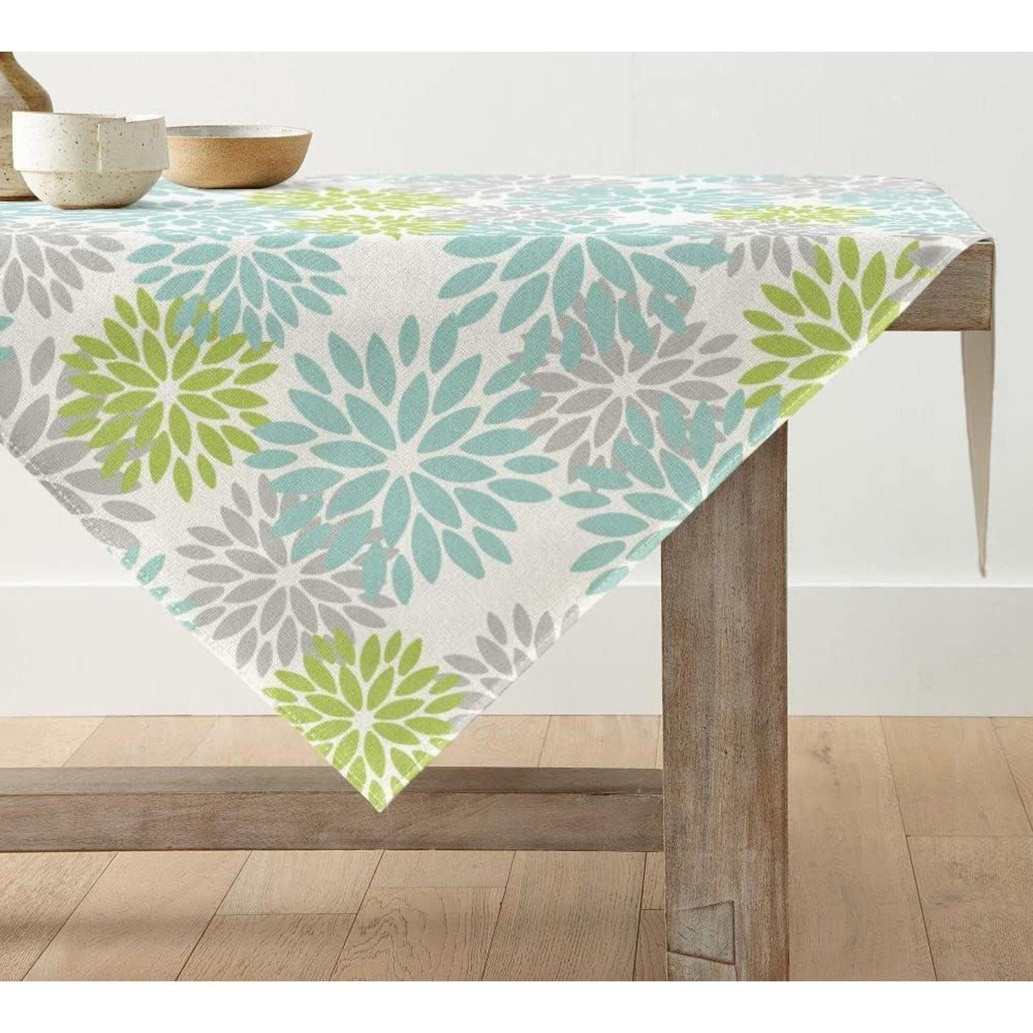 LuxusKollektion Tischdecke Tischdecke Blumen Grün Quadratisch 100x100cm (1-tlg)