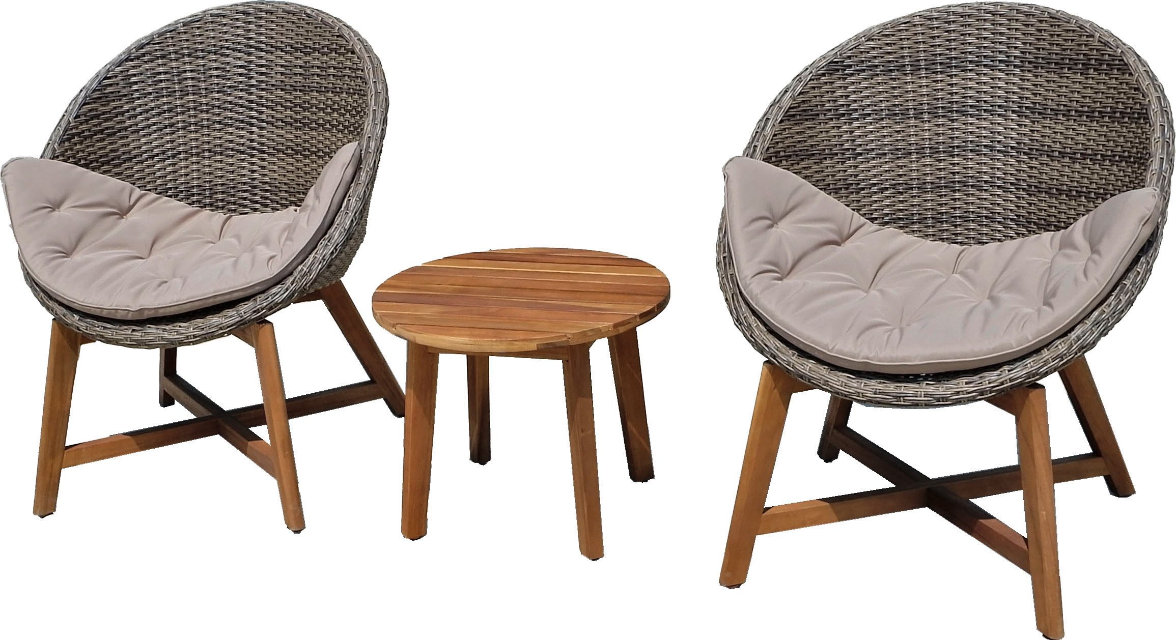 Garden Pleasure Garten-Essgruppe, Sitzgruppe Sitzgrupp »RENO«, (Set), 2 Sessel, Tisch Ø50 cm, inkl Auflagen
