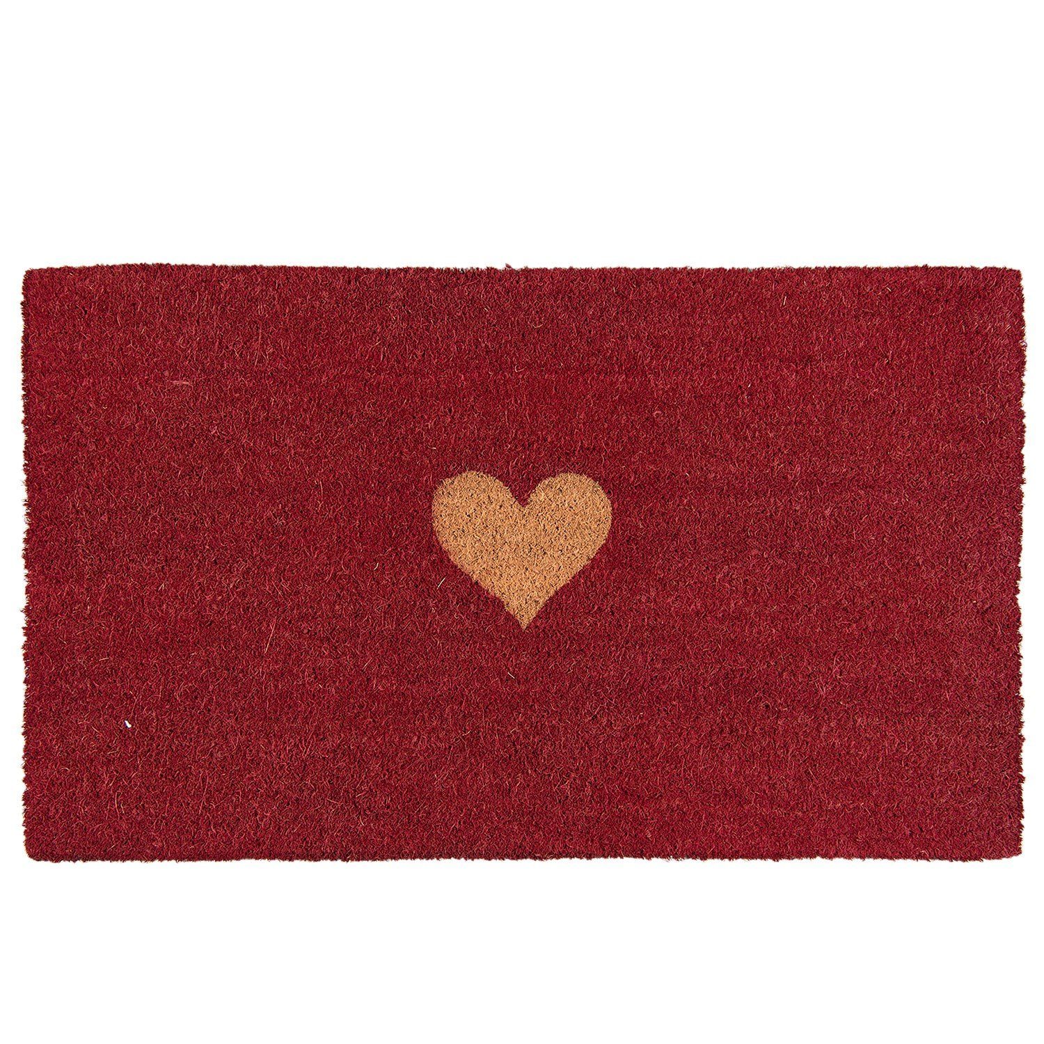 Clayre & Eef Fußmatte Fußmatte Tür Kokos Fußabstreifer Rot Herz 75x45x2 cm günstig online kaufen