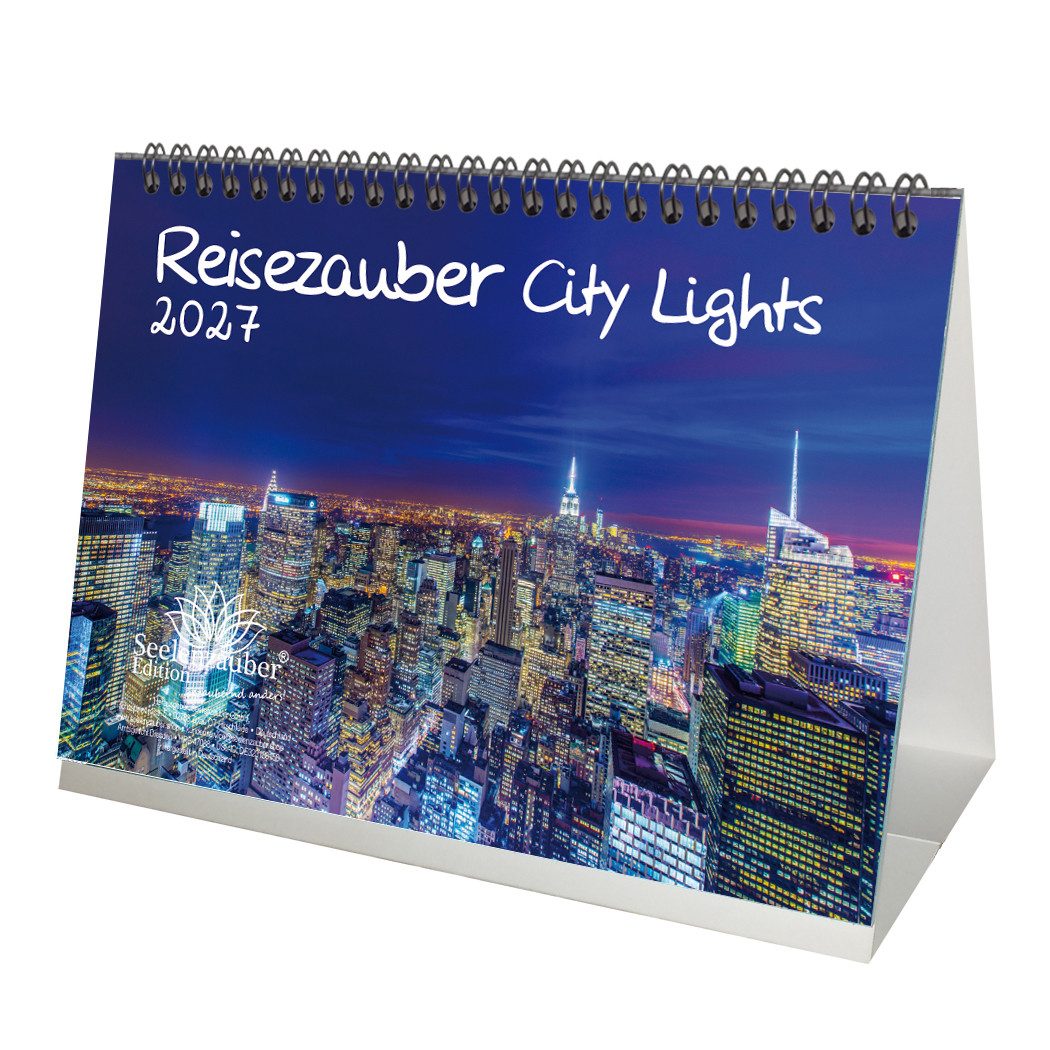 Seelenzauber Tischkalender Städtezauber City Lights DIN A5 Tischkalender 2027 Nacht Seelenzauber