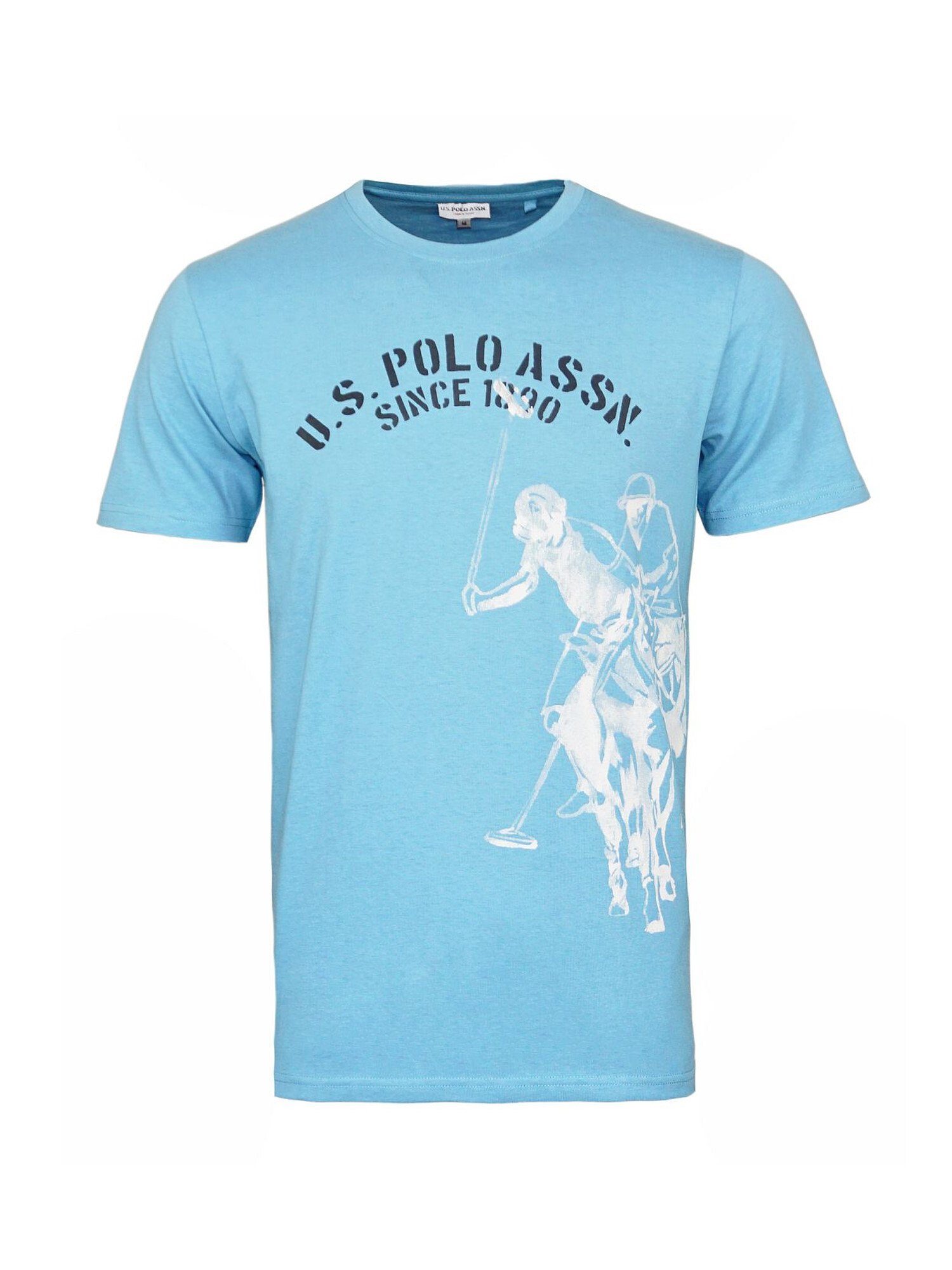 U.S. Polo Assn Since Kurzarmshirt (1-tlg) mit T-Shirt T-Shirt hellblau Rundhals 1890 und