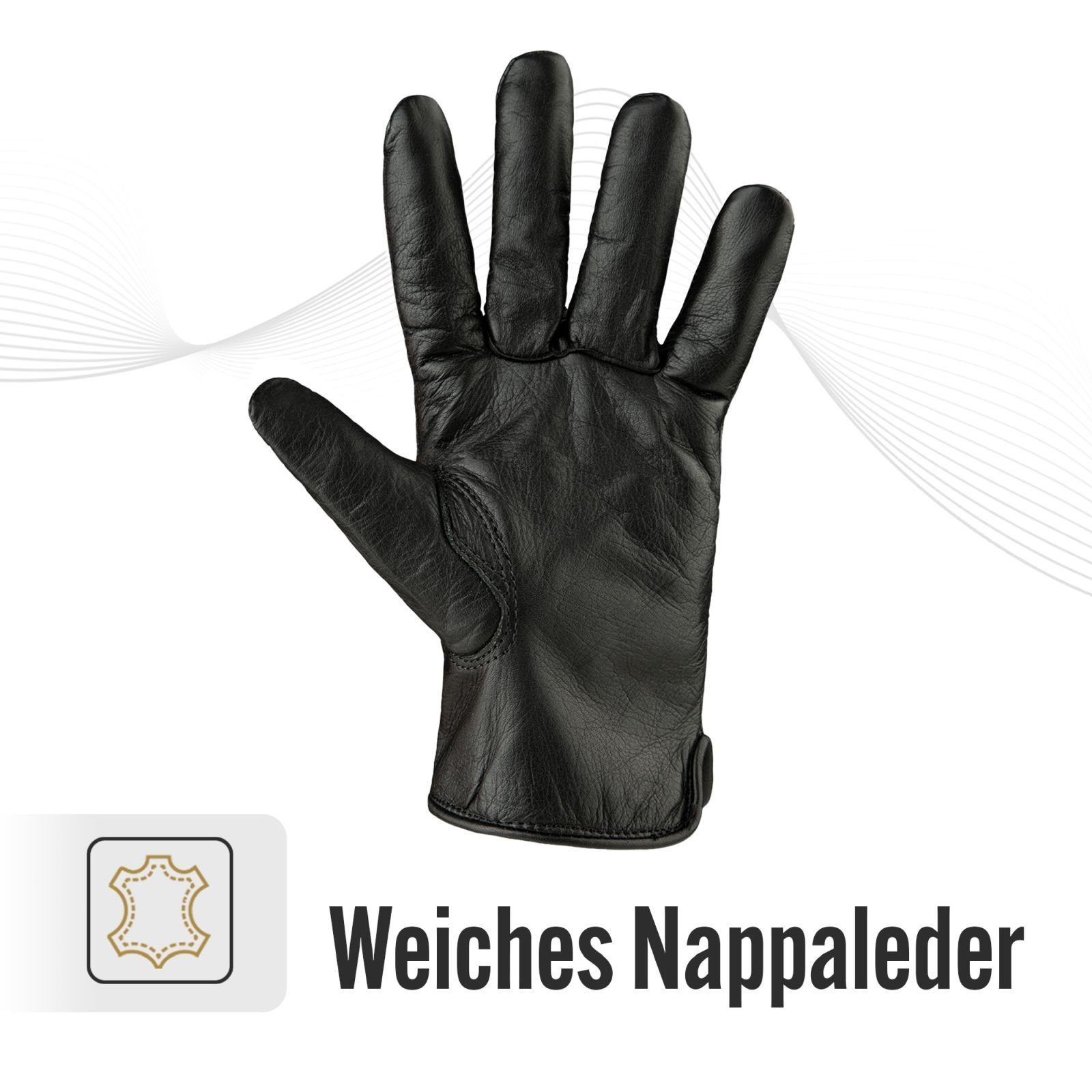 BLACK FOREST FOX Lederhandschuhe Black 3 Leder Fox Farben Handschuhe RODEO Forest Herren M Schwarz Größe Damen