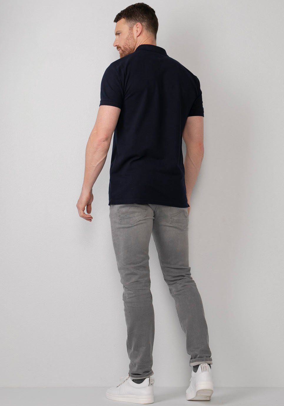 Poloshirt navy Industries mit Petrol Knopfleiste