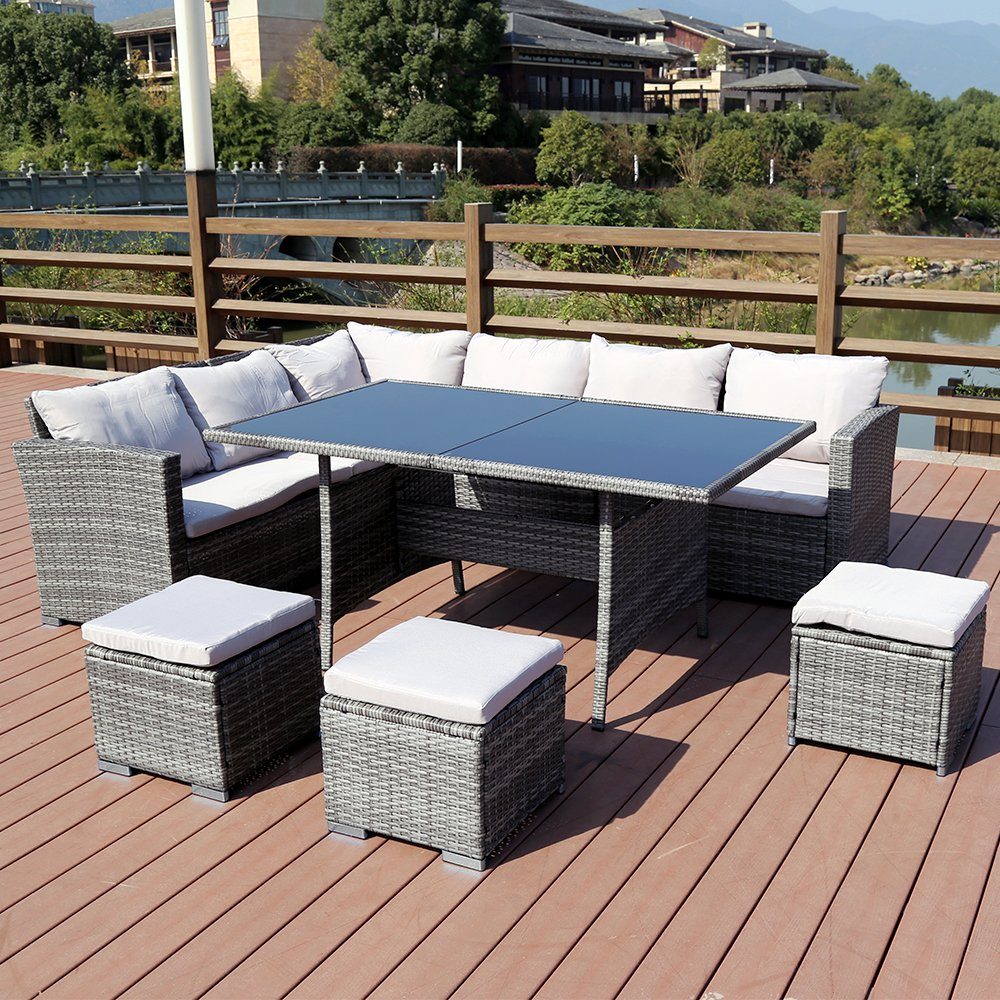 Gartenmöbel Polyrattan Lounge Sitzgruppe Sessel Tisch Essgruppe Gartenset Balkon 