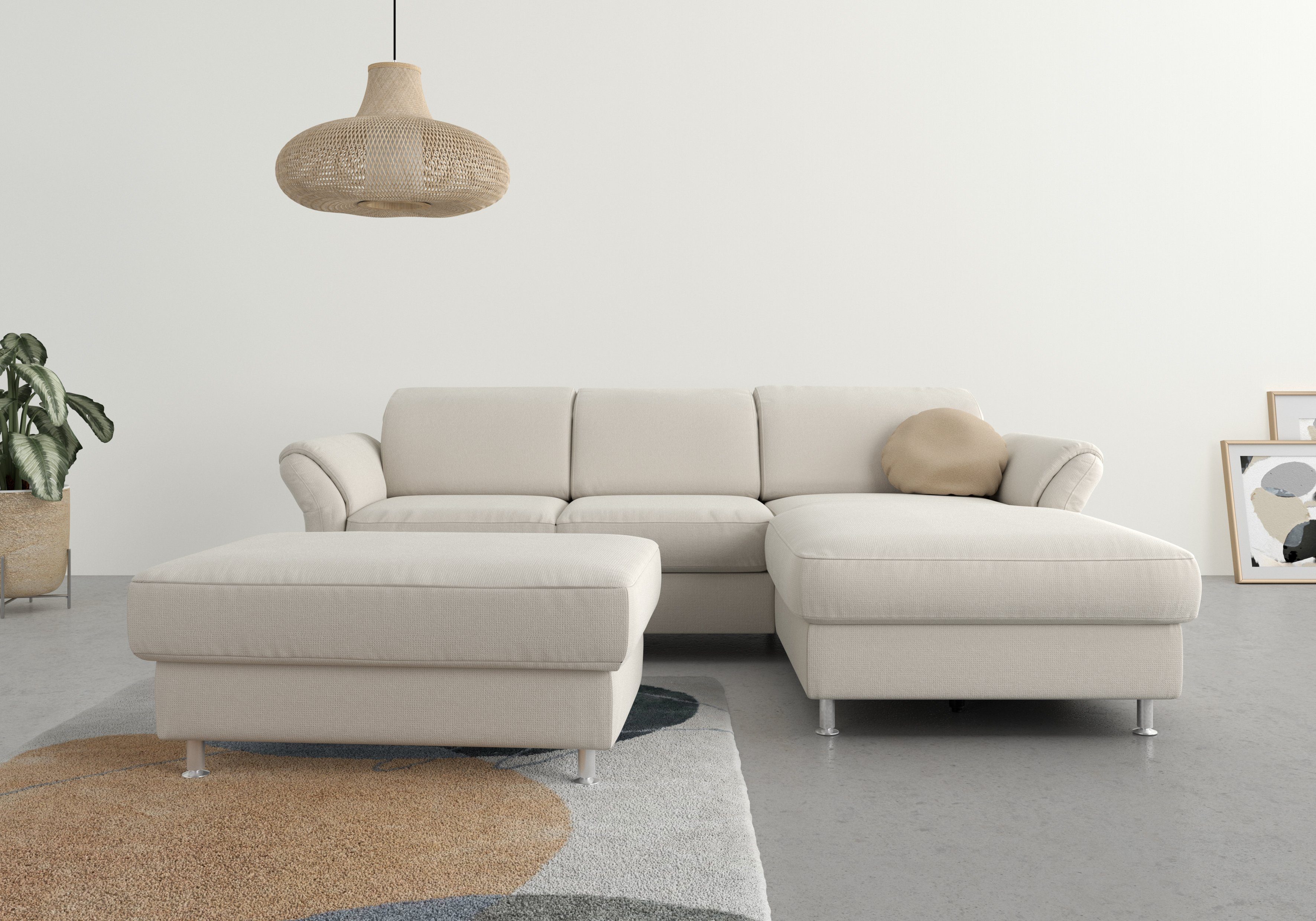 sit&more Bettkasten Kopf- Apulia, Ecksofa Armteilverstellung Bettfunktion, und und wahlweise