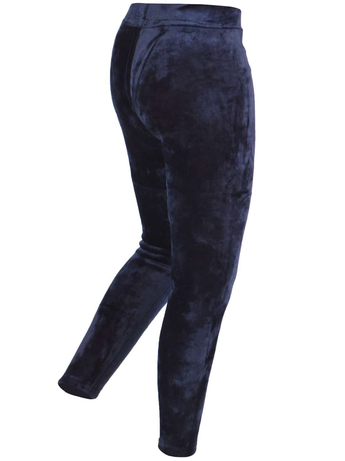 Leggings Mädchen (1-tlg) mit Hose Thermo Bund 30518 elastischem Nicki Blau Kinder Leggings KMISSO