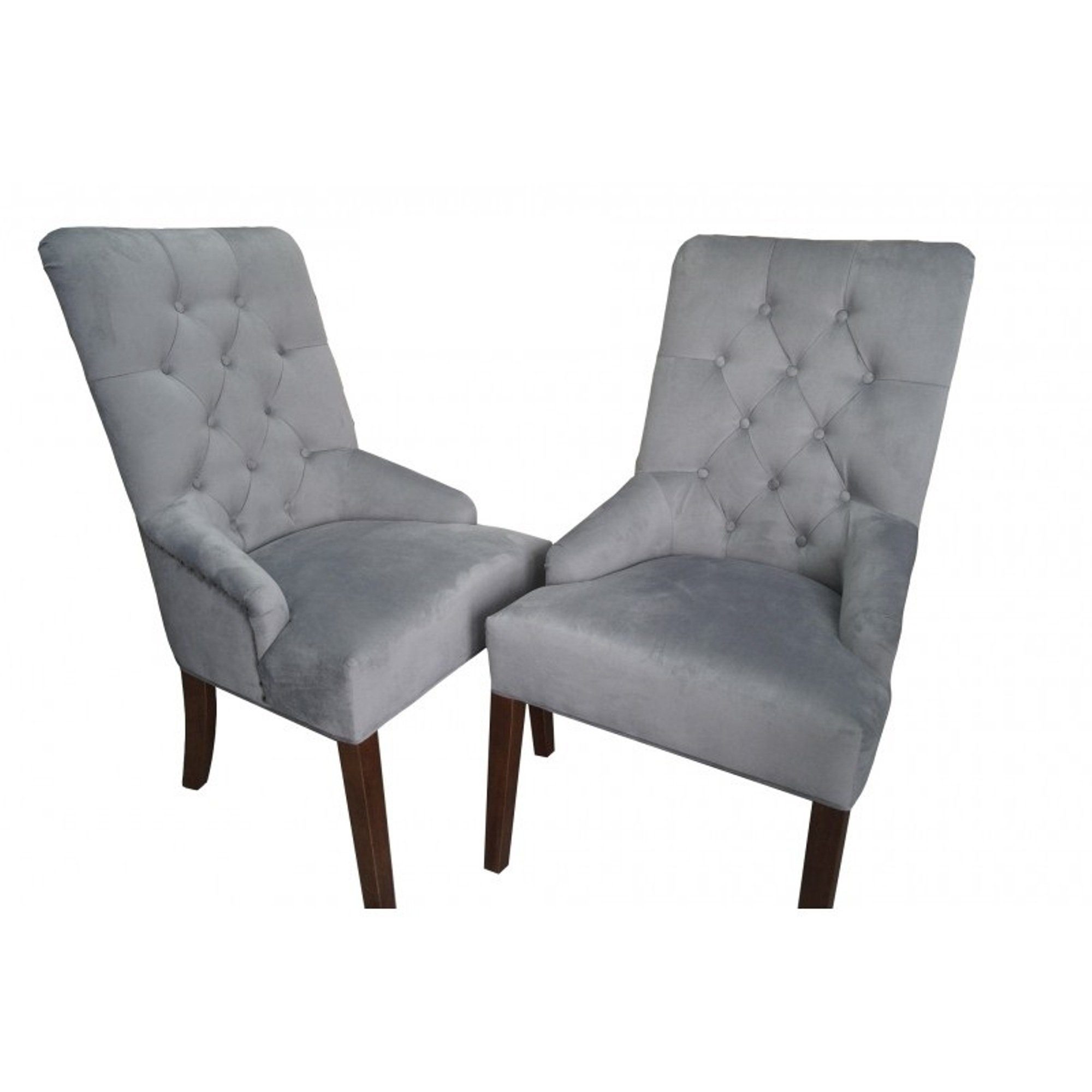 Stuhl, Hotel Design Grau Stühle Stuhl JVmoebel Garnitur Chesterfield Textil Polster