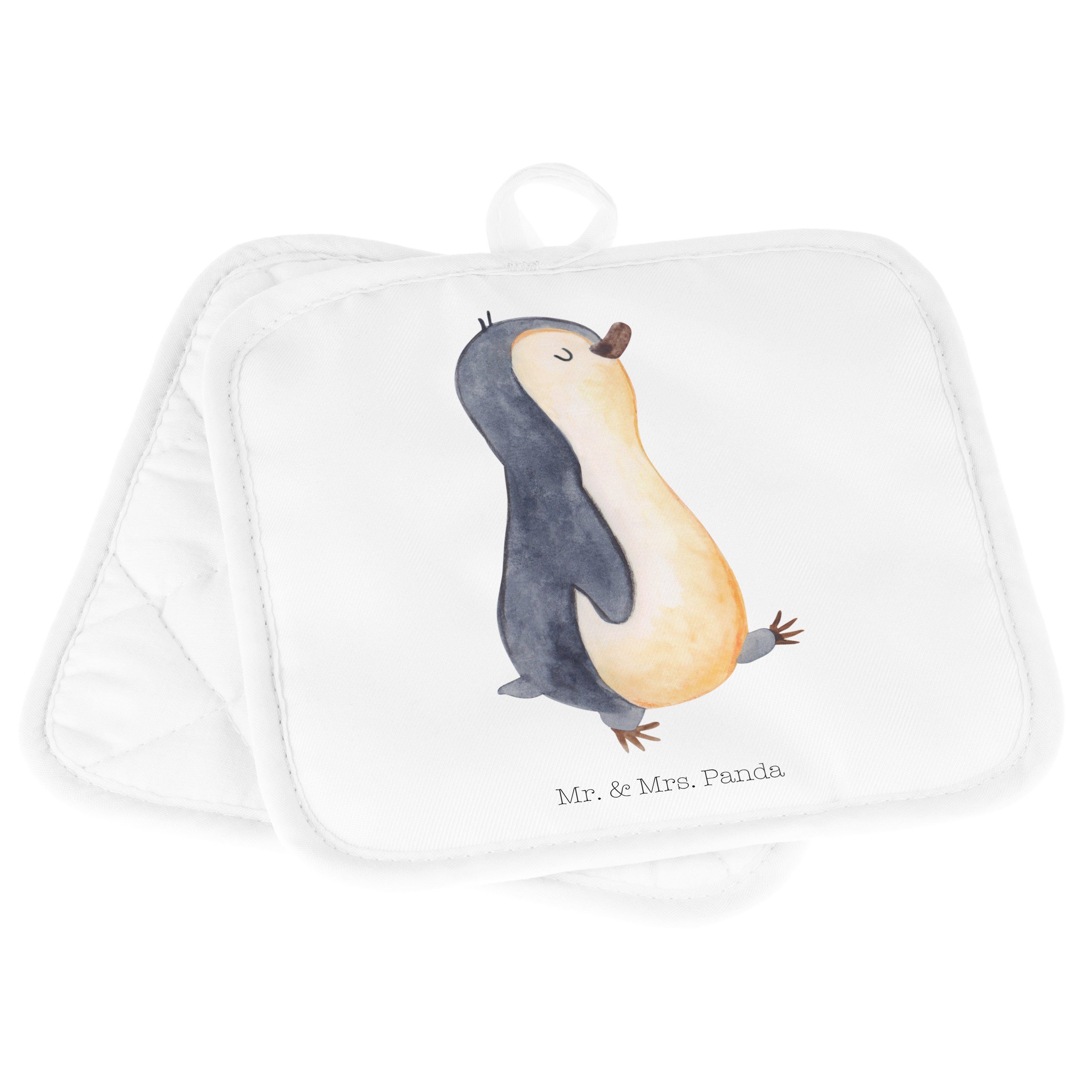 Panda Geschenk, Pinguin Mrs. Mr. & marschierend - Topflappen Topfla, Topflappen Set, (1-tlg) stolz, Weiß -
