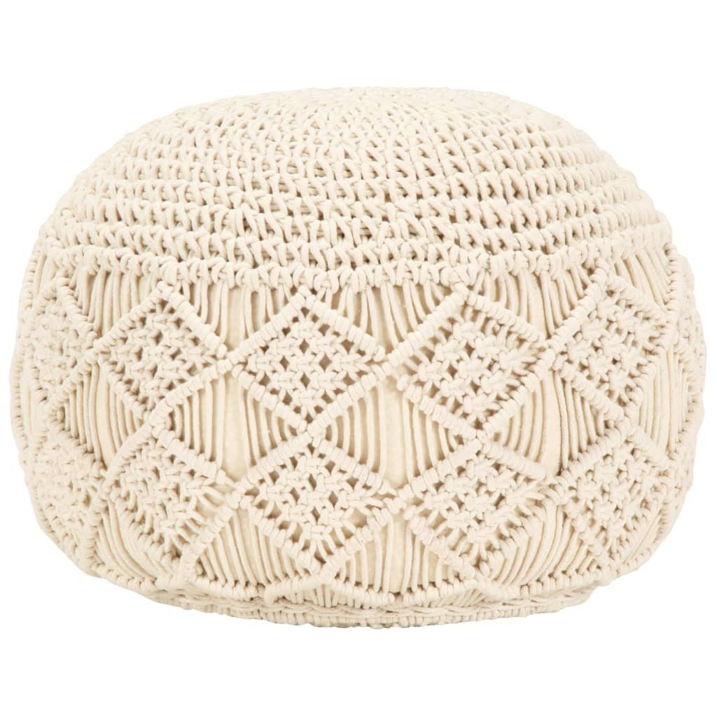 Polsterhocker Makramee Sitzpuff Handgefertigt 45 x 30 cm Baumwolle