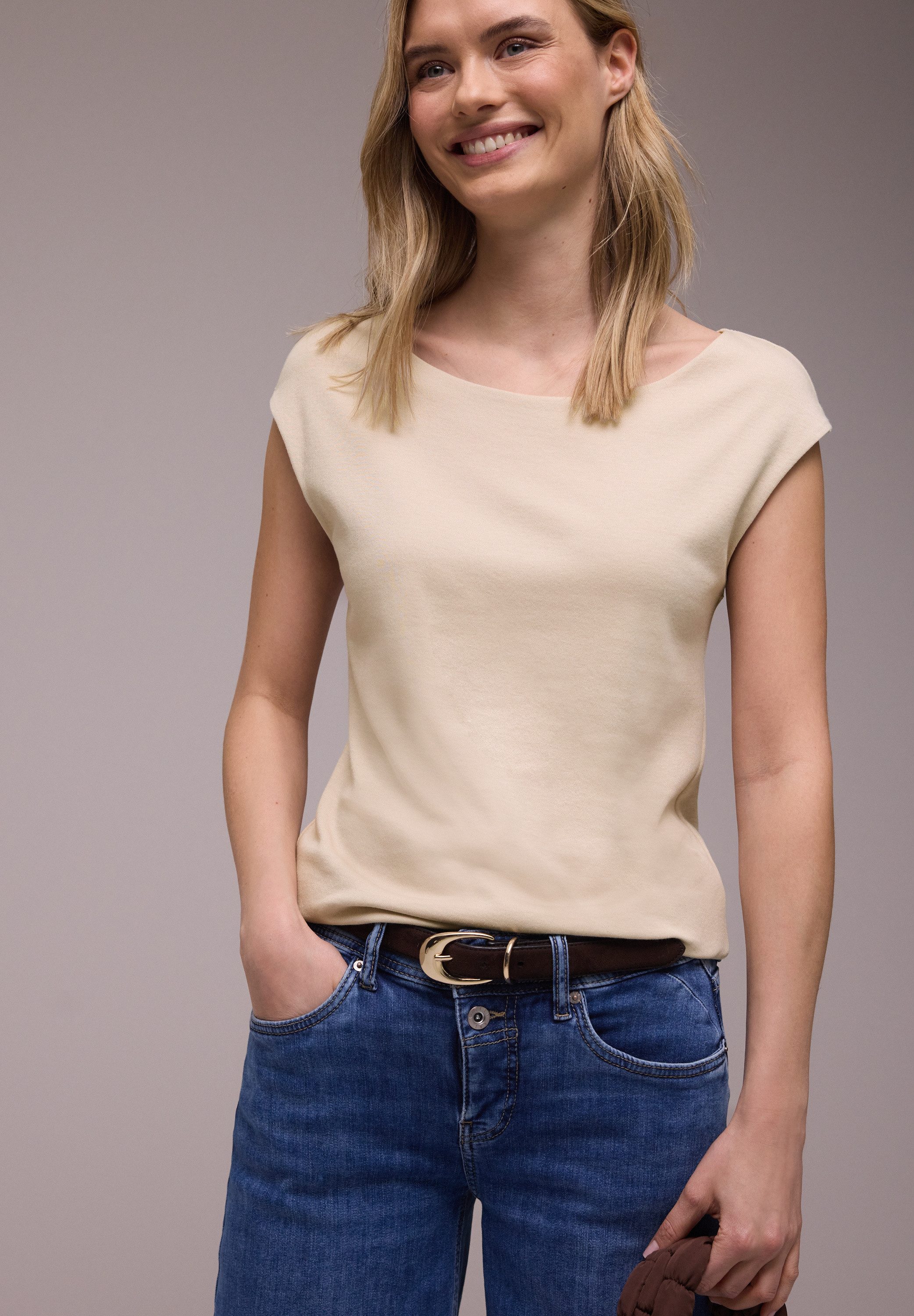 STREET ONE T-Shirt mit U-Boot-Ausschnitt