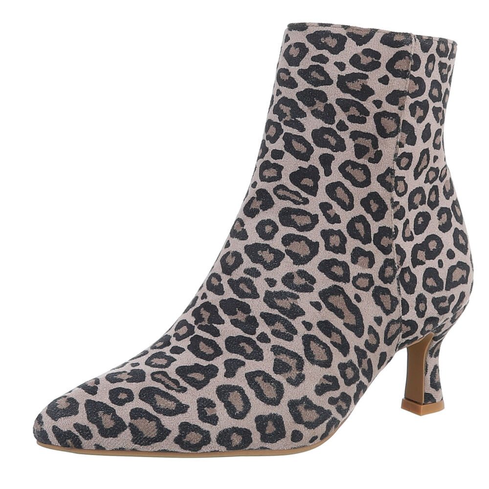 Ital-Design Elegante Stiefelette mit Absatz für Damen - Alltagsschuhe Stiefelette (89852628) Pfennig-/Stilettoabsatz Stiefeletten in Beige