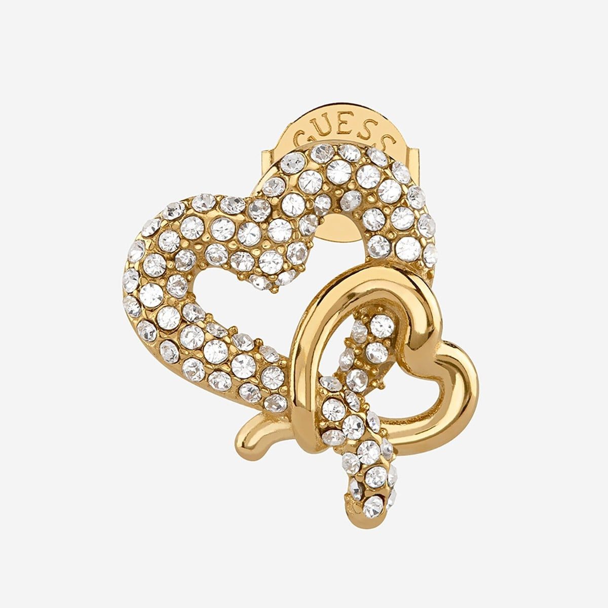Guess Paar Ohrstecker JUBE06054JWYGT/U, für Damen Pavé Herz Goldfarben