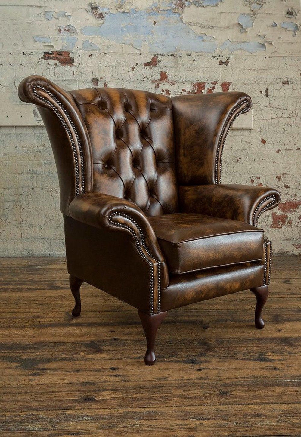 Ohrensessel Eleganter Einzel-Sessel für TV, Lounge und Entspannung aus Leder