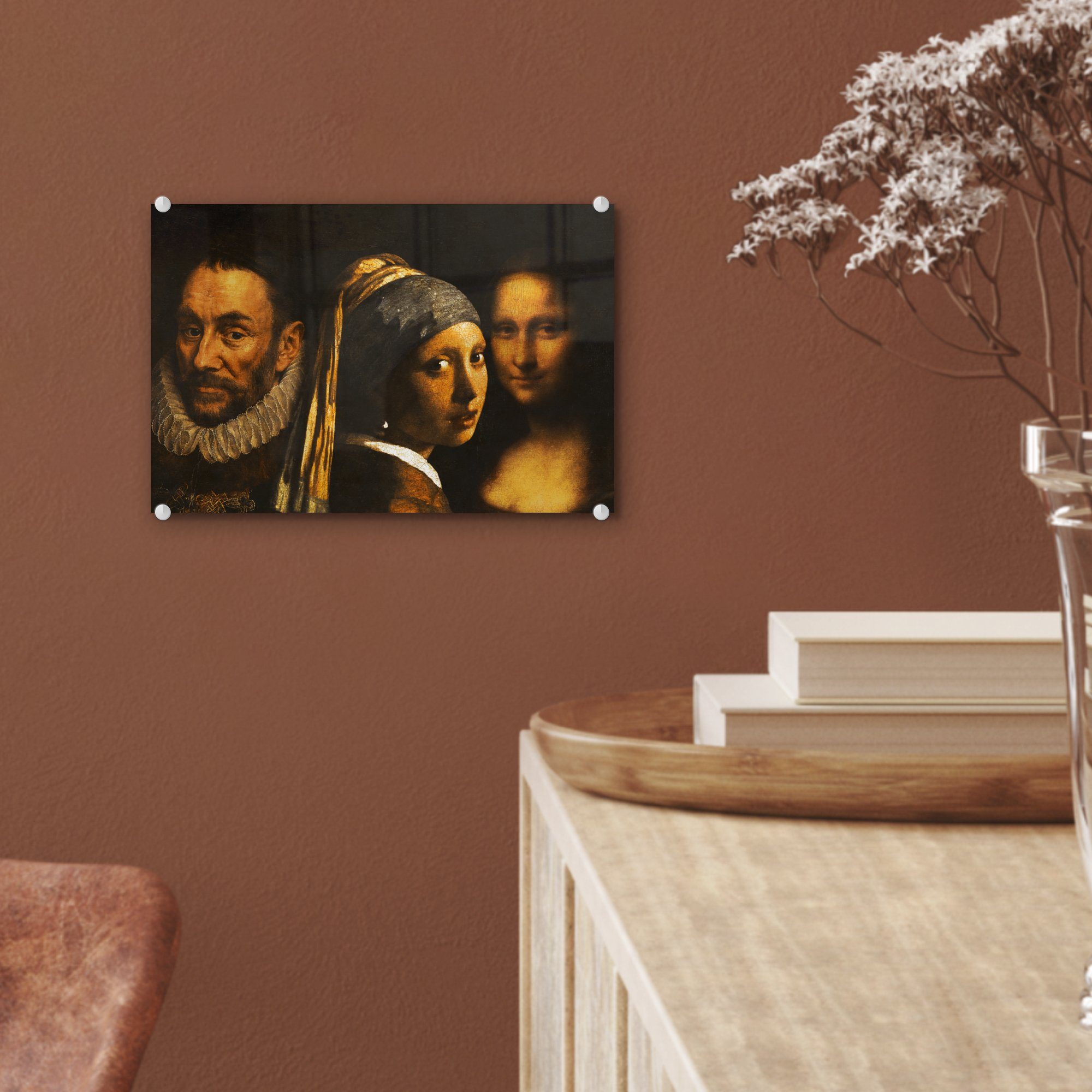 auf Lisa, - Wilhelm - Glasbilder Wandbild Foto - (1 Acrylglasbild Das mit Glas Oranien - von - Wanddekoration dem Mädchen St), Glas Bilder Perlenohrring Mona MuchoWow auf