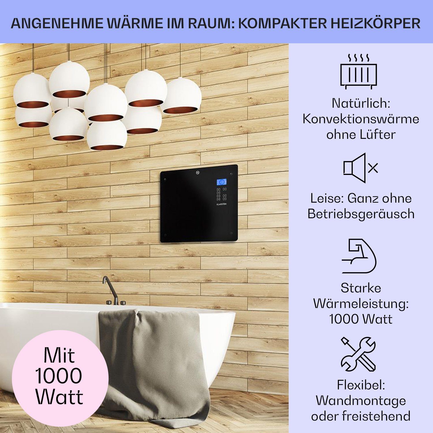 Klarstein Heizstrahler Norderney, 1000 W, Konvektorheizung günstig online kaufen