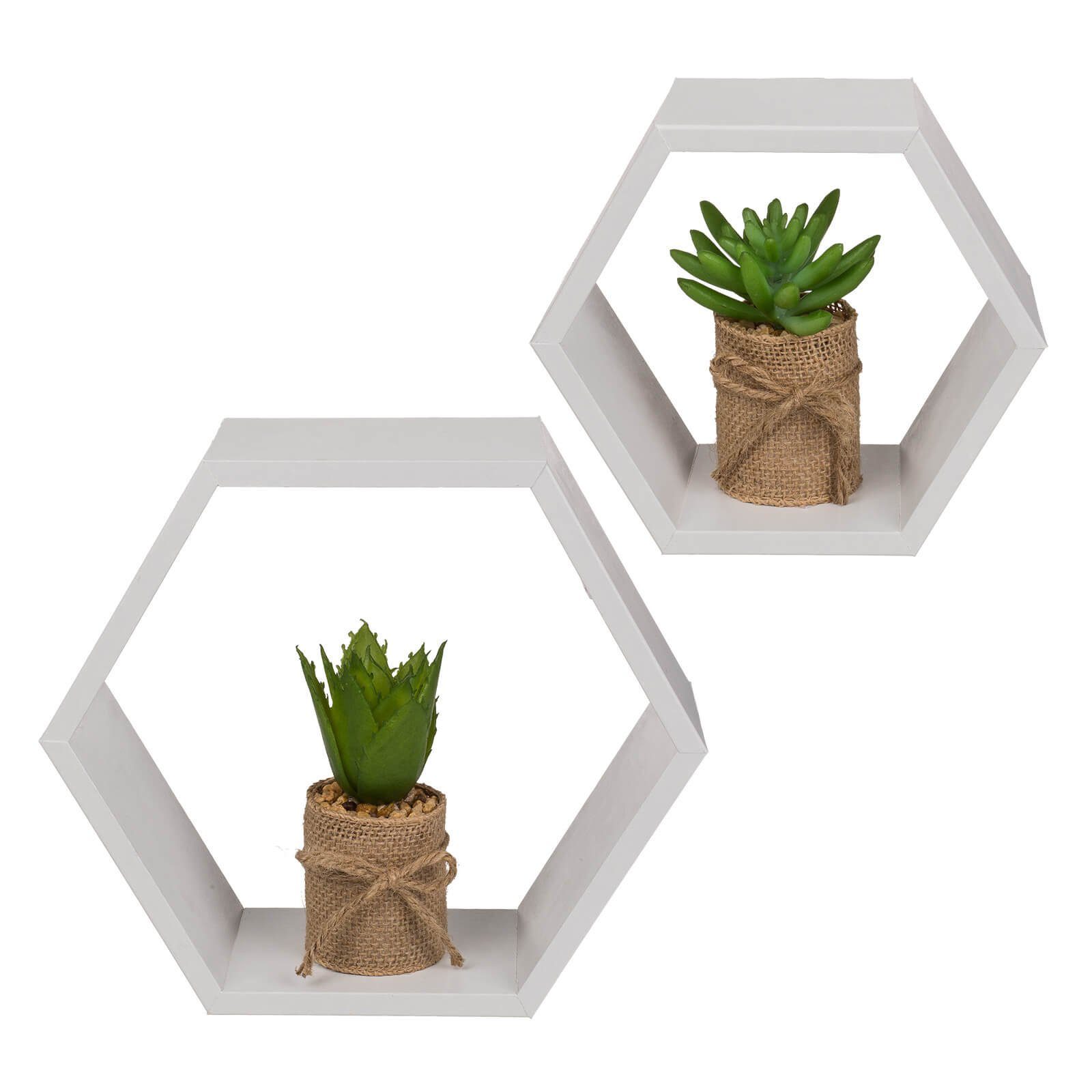 Out of the Blue Deko-Wandregal Holz Wandregal 2er Set 6-eckig weiß Dekorega günstig online kaufen