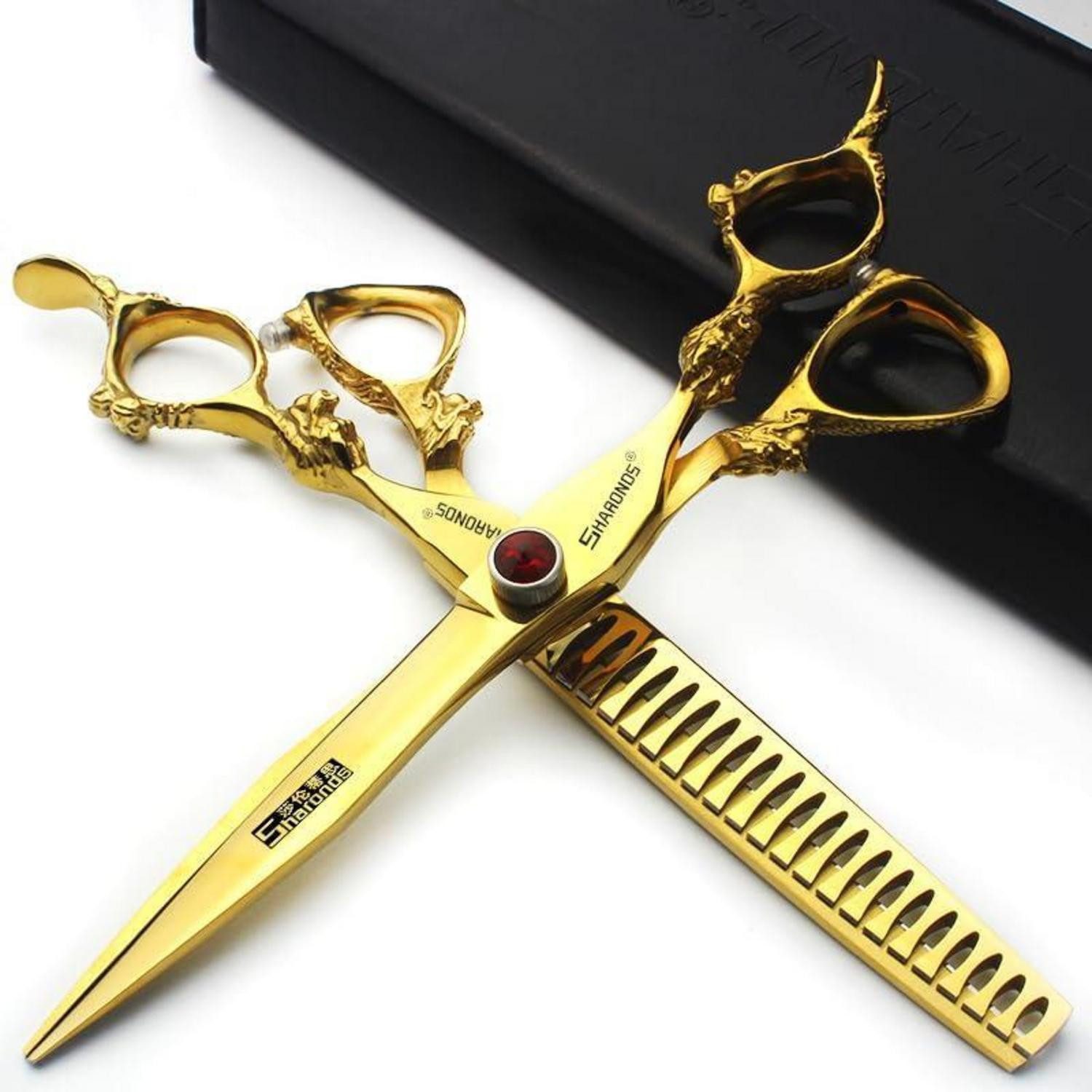 LuxusKollektion Haarschere Effilierschere Friseurschere 16.5cm 7 Zoll 2tlg Set