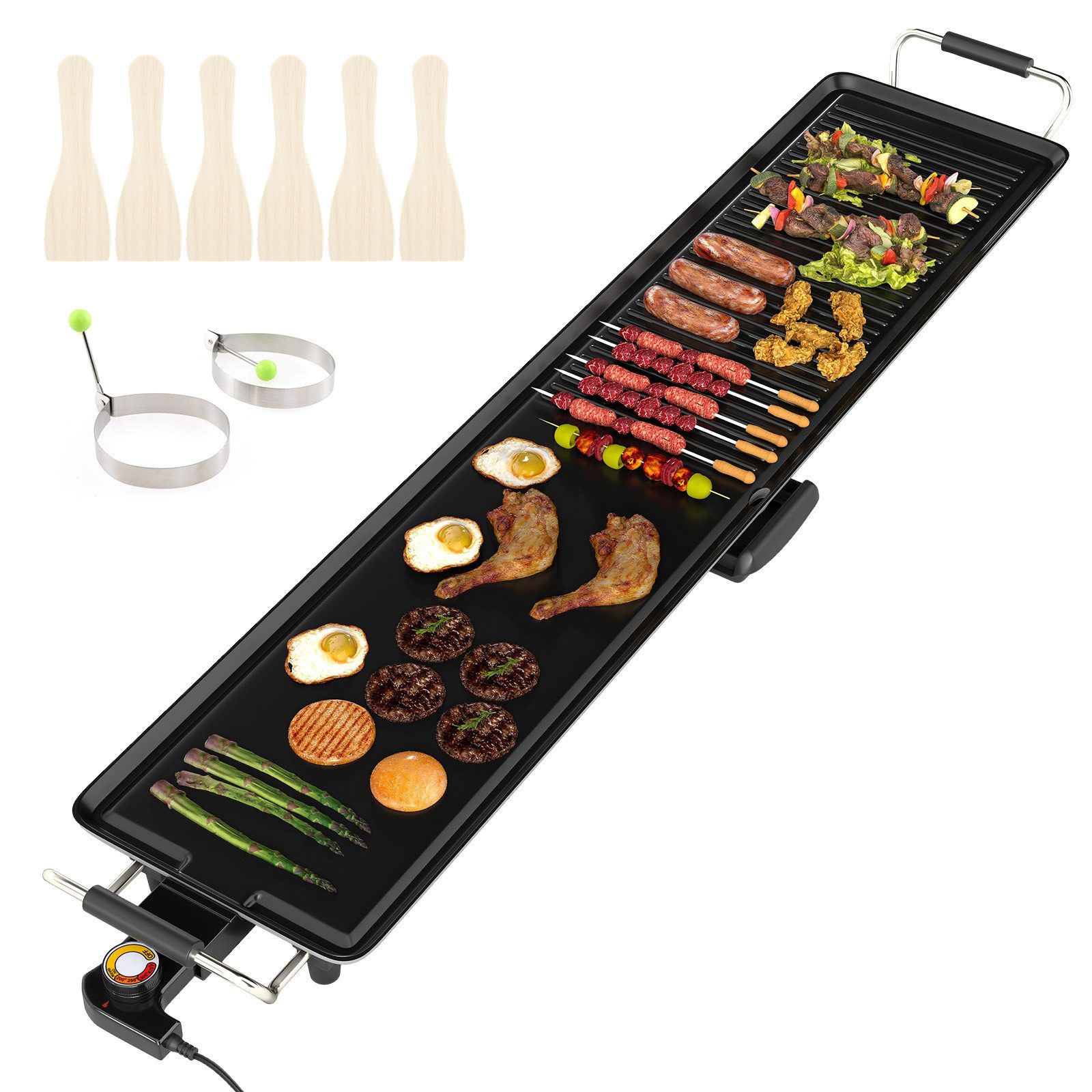 COSTWAY Warmhalteplatte, 1800W Elektrogrill mit Einstellbarer Temperatur, 90cm