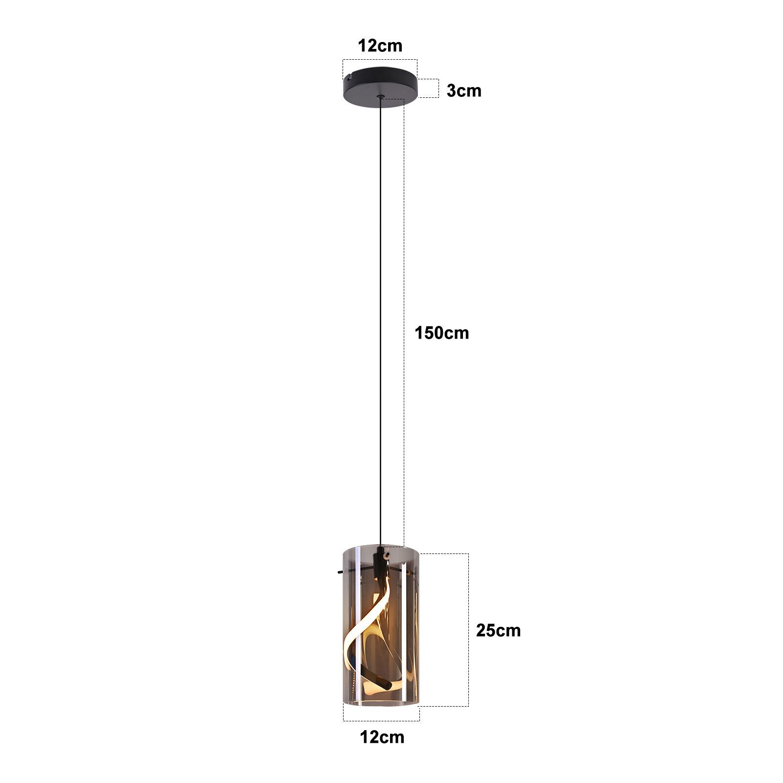 ZMH LED Pendelleuchte Esstisch Hängelampe Modern 3000K Hängeleuchte Glas 1/3 Flammig, LED fest integriert, Warmweiß, 11W Schwarz Pendellampe für Wohnzimmer Essz – Bild 3 von 5