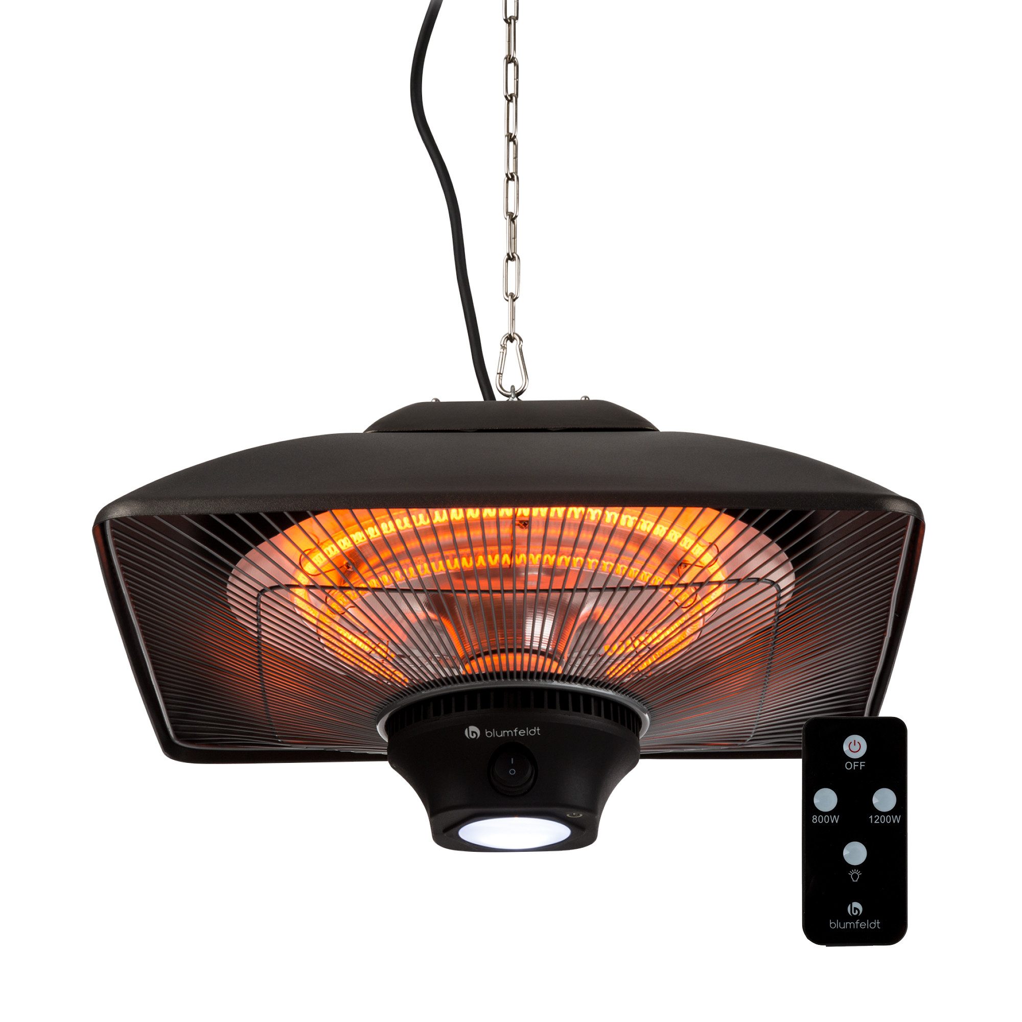 blumfeldt Terrassenstrahler Heat Square, Infrarot-Heizstrahler Deckenheizstrahler Aluminium LED 2000 W