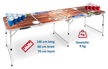 Stagecaptain Spieltisch Beer Pong Tisch “Bavaria” - Bierpongtisch - Klapptisch aus Alu, (Inkl. 90 Becher und 6 Bälle, 3-tlg), Schnell aufgebaut und kompakt beim Transport