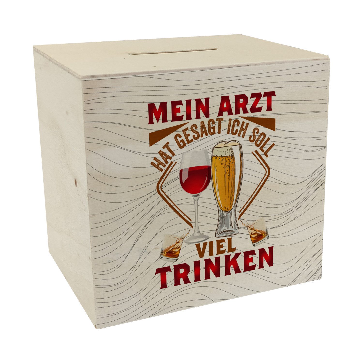 Spardose Alkohol Spardose aus Holz mit Spruch Mein Arzt hat gesagt ich soll
