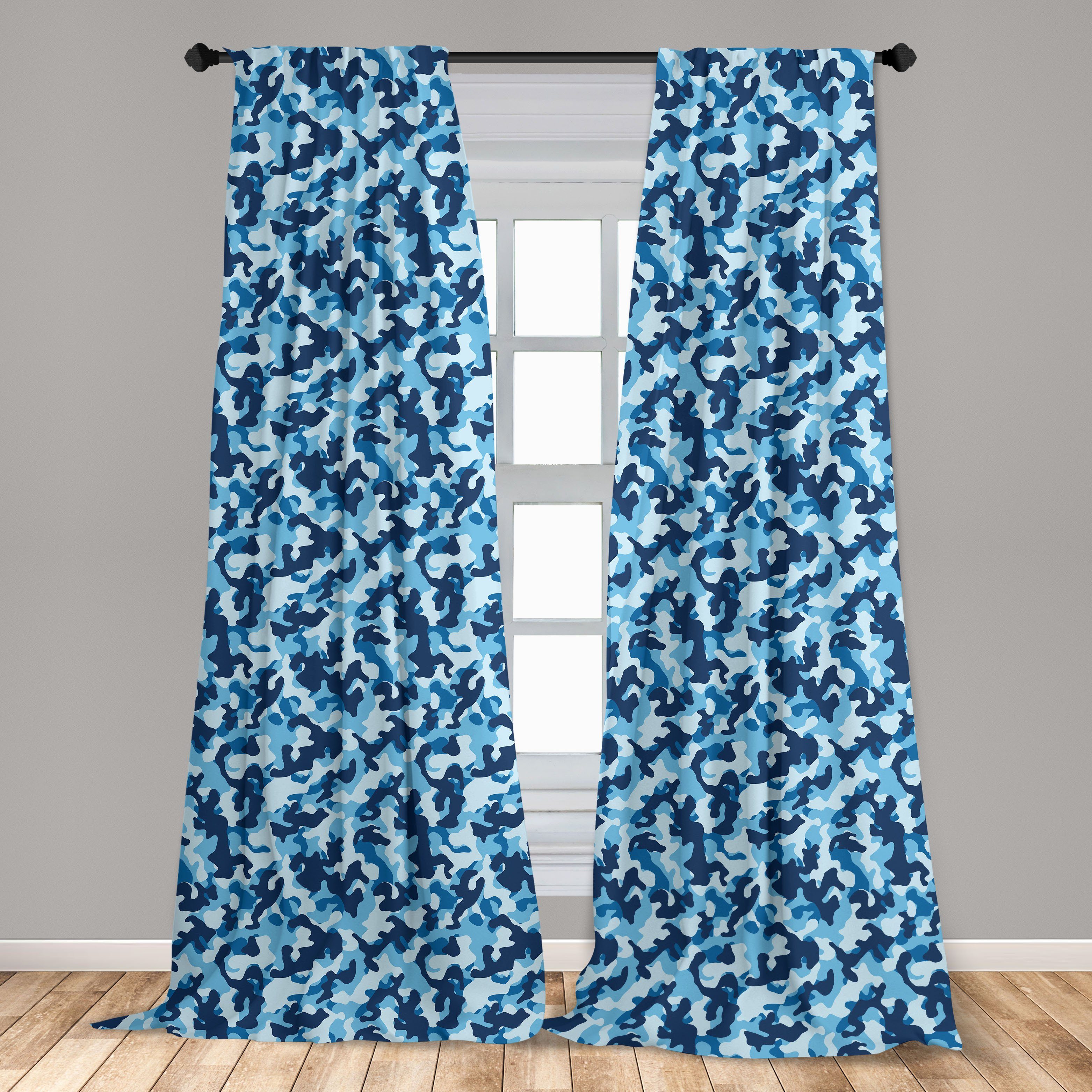 Gardine Vorhang für Wohnzimmer Schlafzimmer Entwurf Abakuhaus, Blau Tarnen tonte Dekor, Microfaser