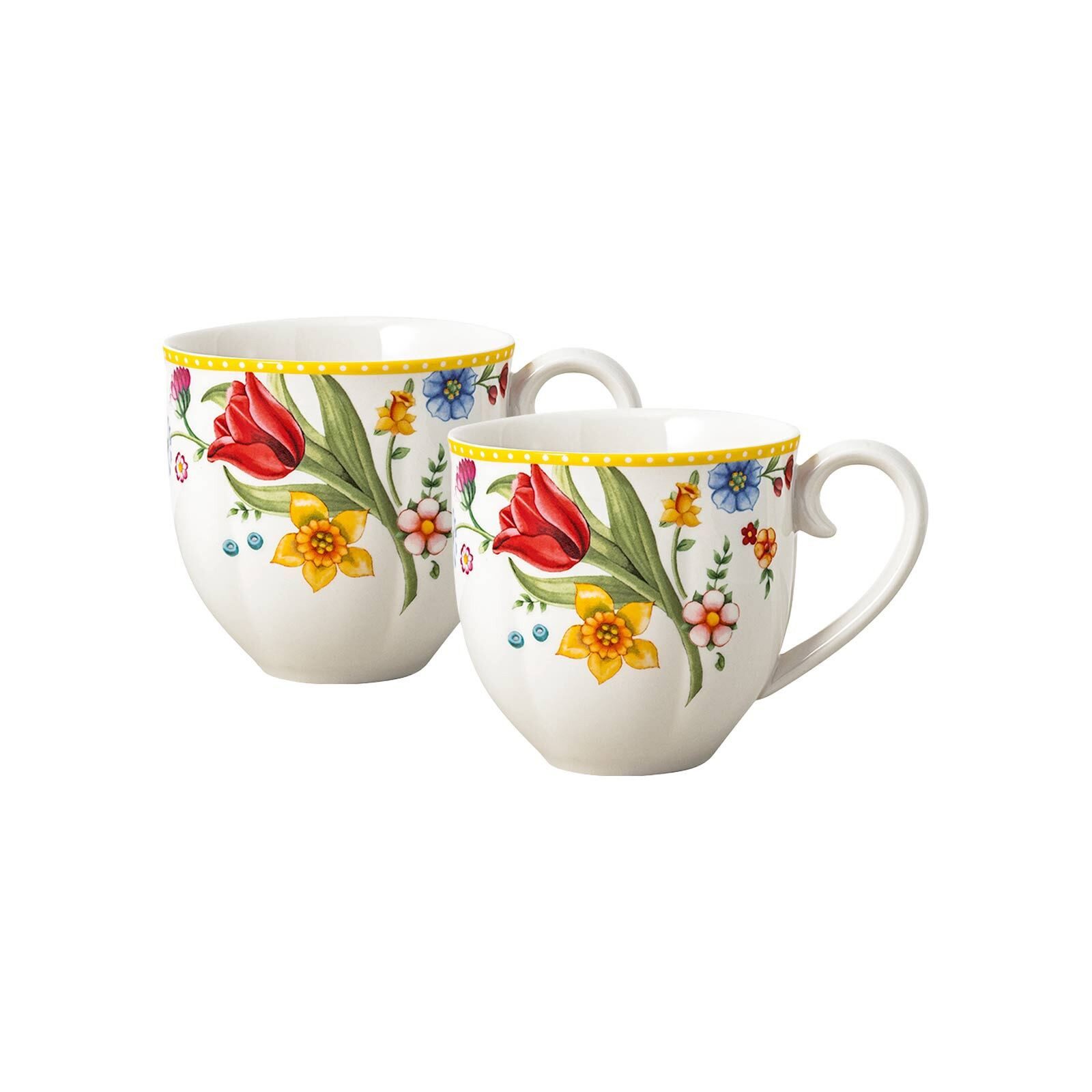Villeroy & Boch Becher Spring Awakening Henkelbecher 390 ml 2er Set, 2-tlg., Porzellan